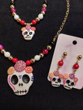 Handmade Cold Porcelain Earrings, Mexican Día de Muertos, Day of the Dead, Sugar skull.