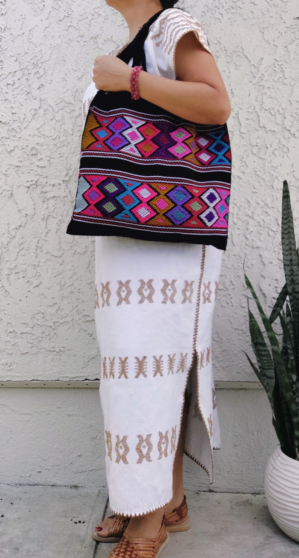 Backstrap loom cotton bag, Chiapas bags.
