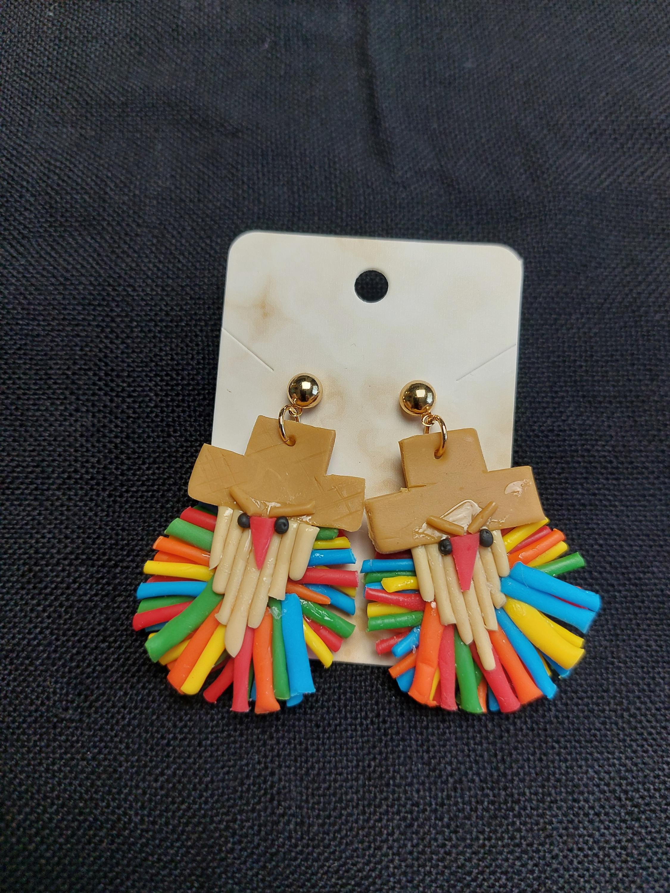 Handmade Cold Porcelain Earrings, Mexican Día de Muertos, Day of the Dead, Sugar skull.