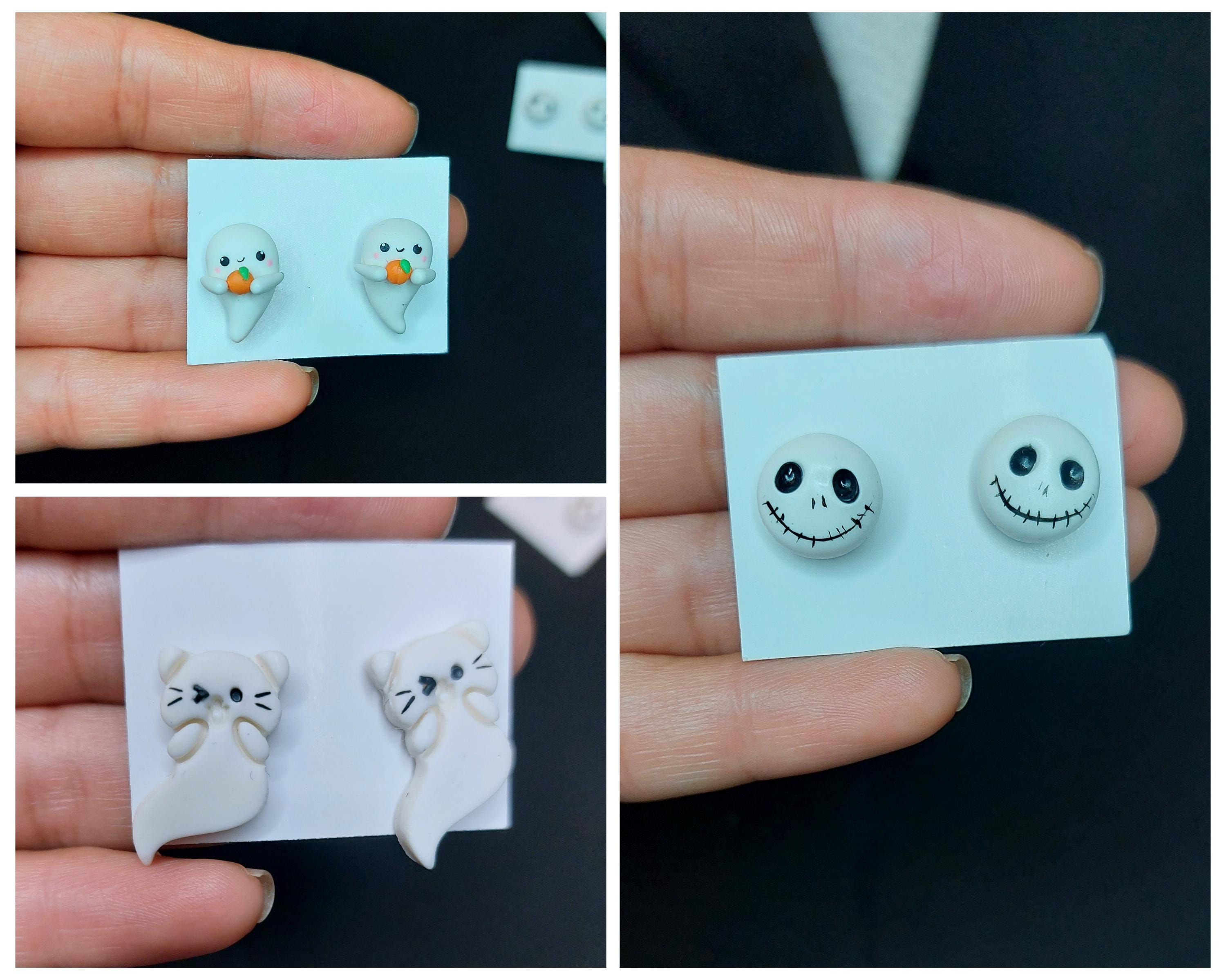 Handmade Cold Porcelain Earrings, Clay earrings,  Halloween, Day of the Dead,