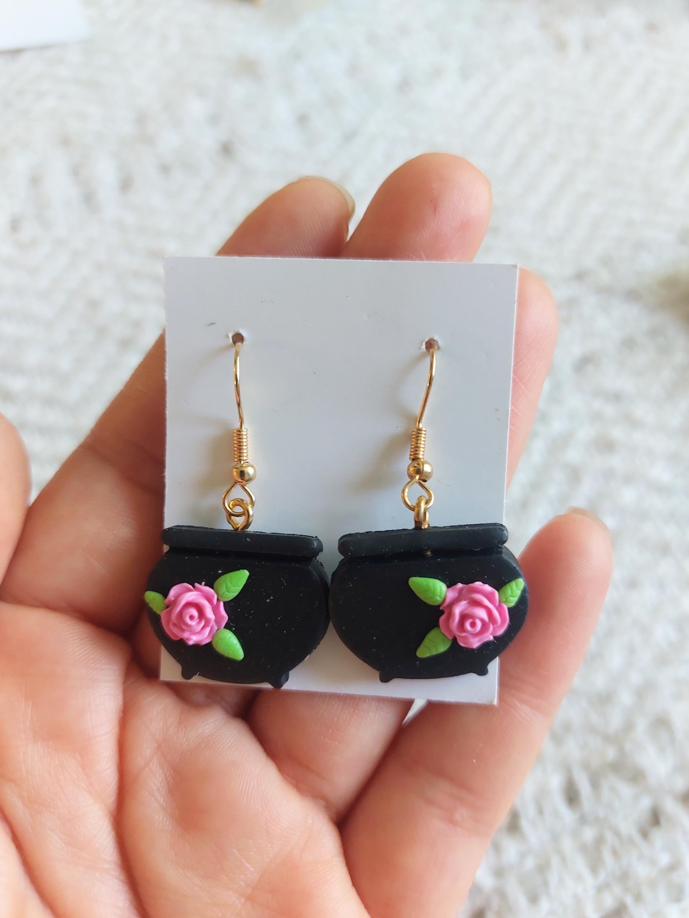 Handmade Cold Porcelain Earrings, Clay earrings,  Halloween, Day of the Dead,