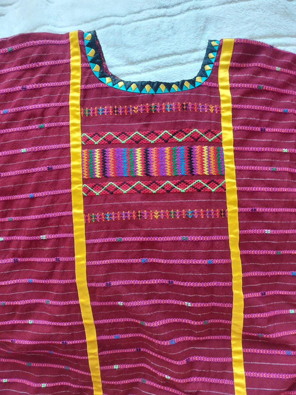 Triqui Handicrafted dress, Oaxacan Handmade Huipil, Embroidery Mexican dress,     O/S