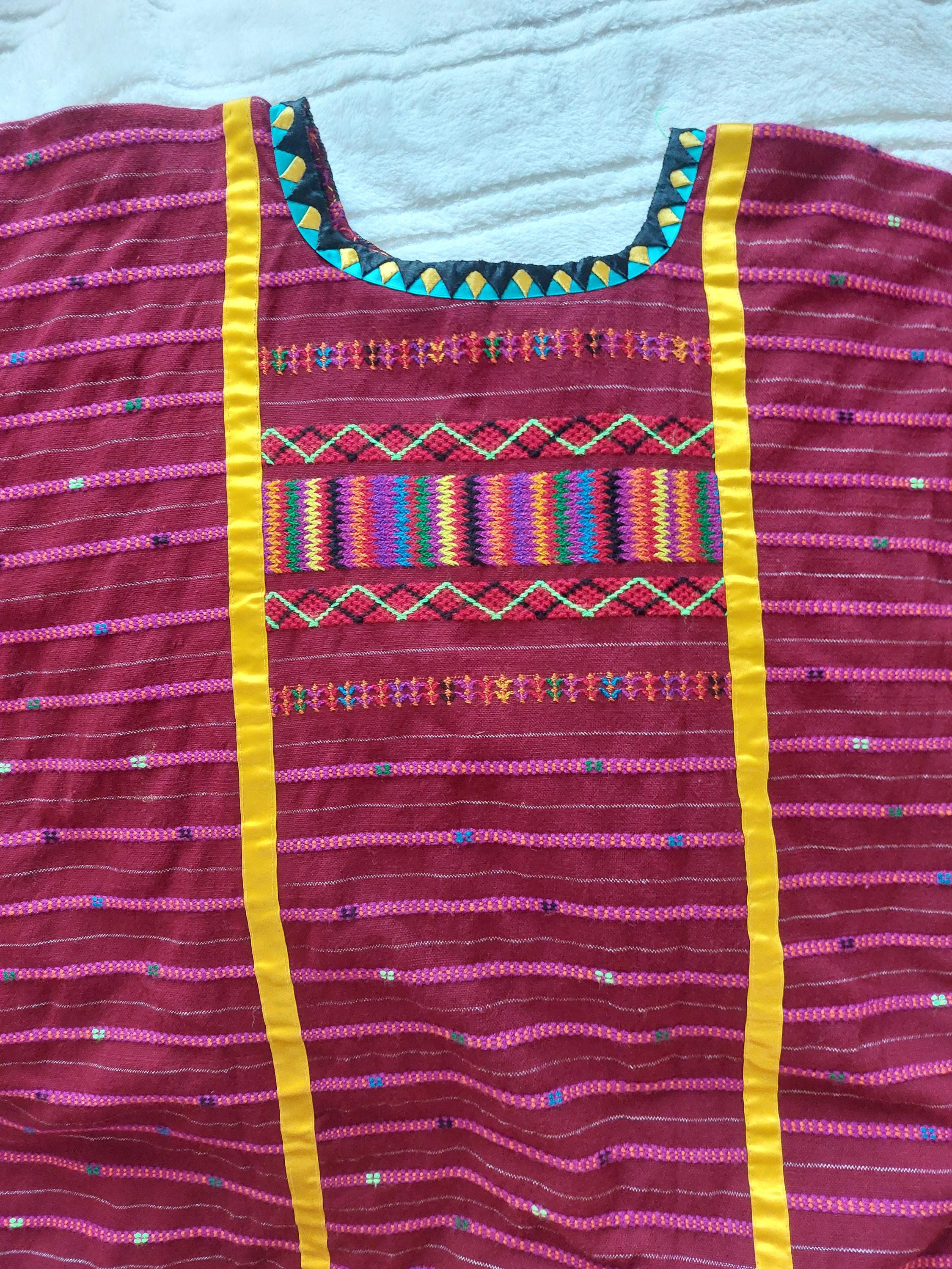 Triqui Handicrafted dress, Oaxacan Handmade Huipil, Embroidery Mexican dress,     O/S