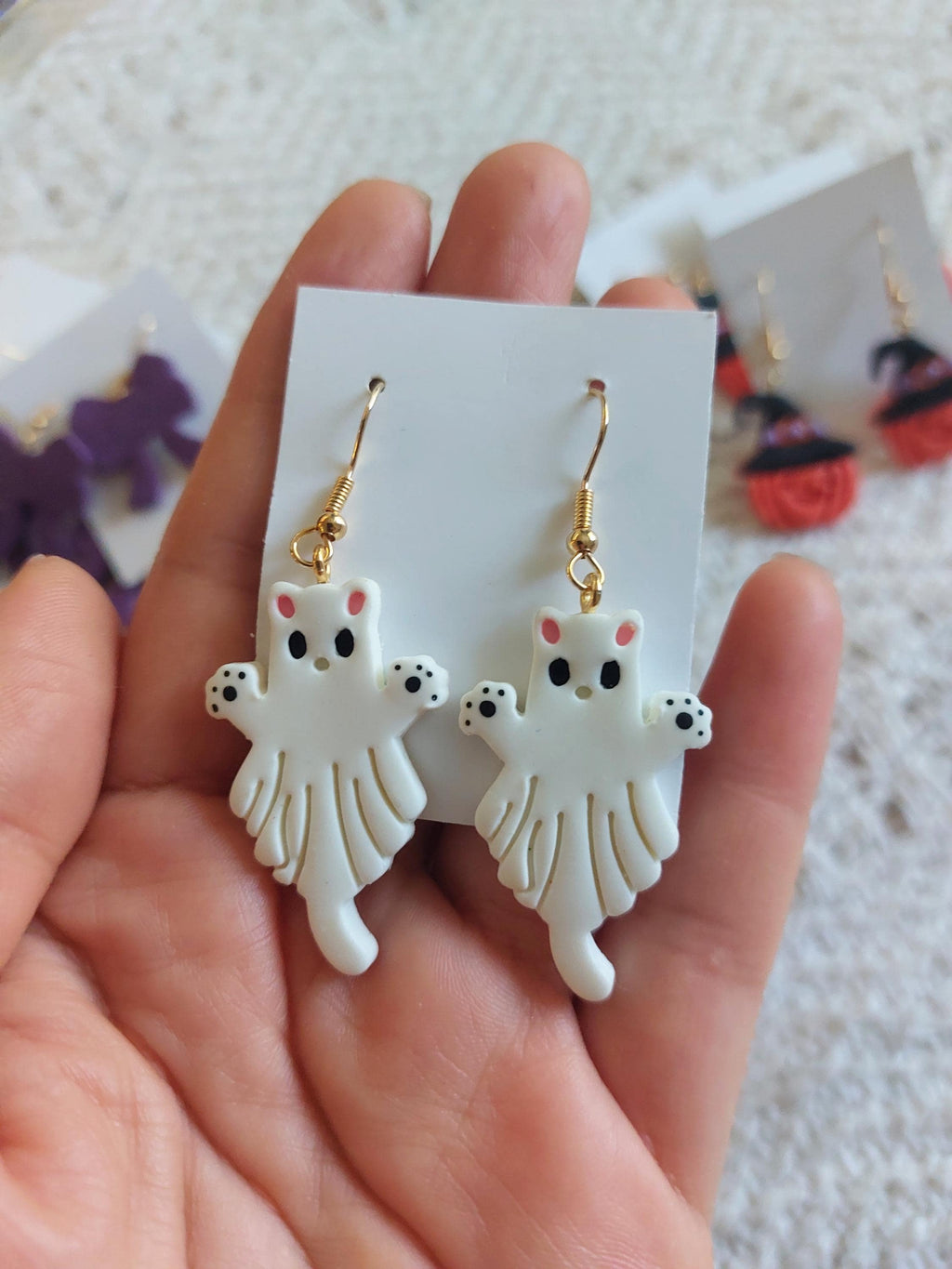 Handmade Cold Porcelain Earrings, Clay earrings,  Halloween, Day of the Dead,