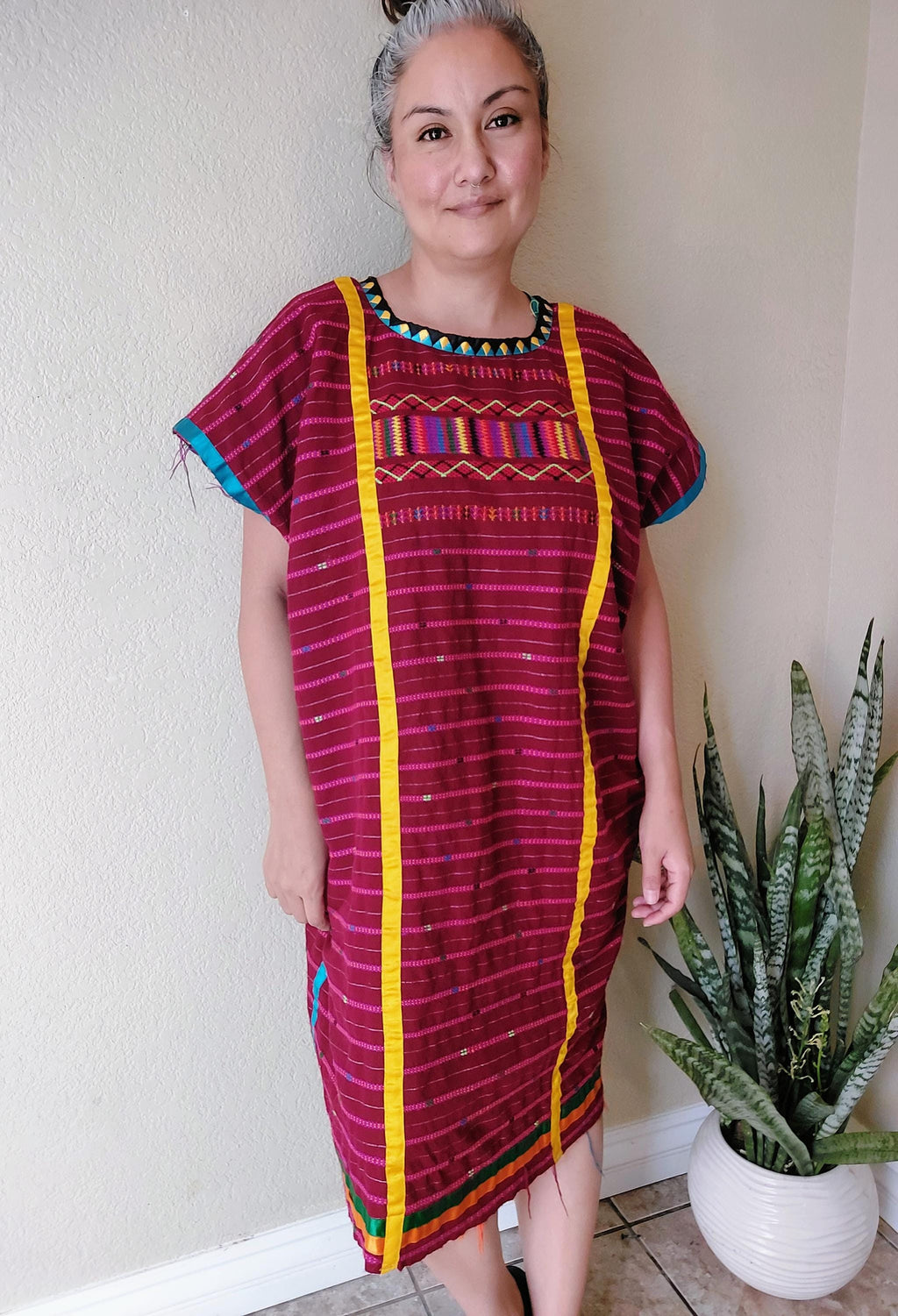 Triqui Handicrafted dress, Oaxacan Handmade Huipil, Embroidery Mexican dress,     O/S