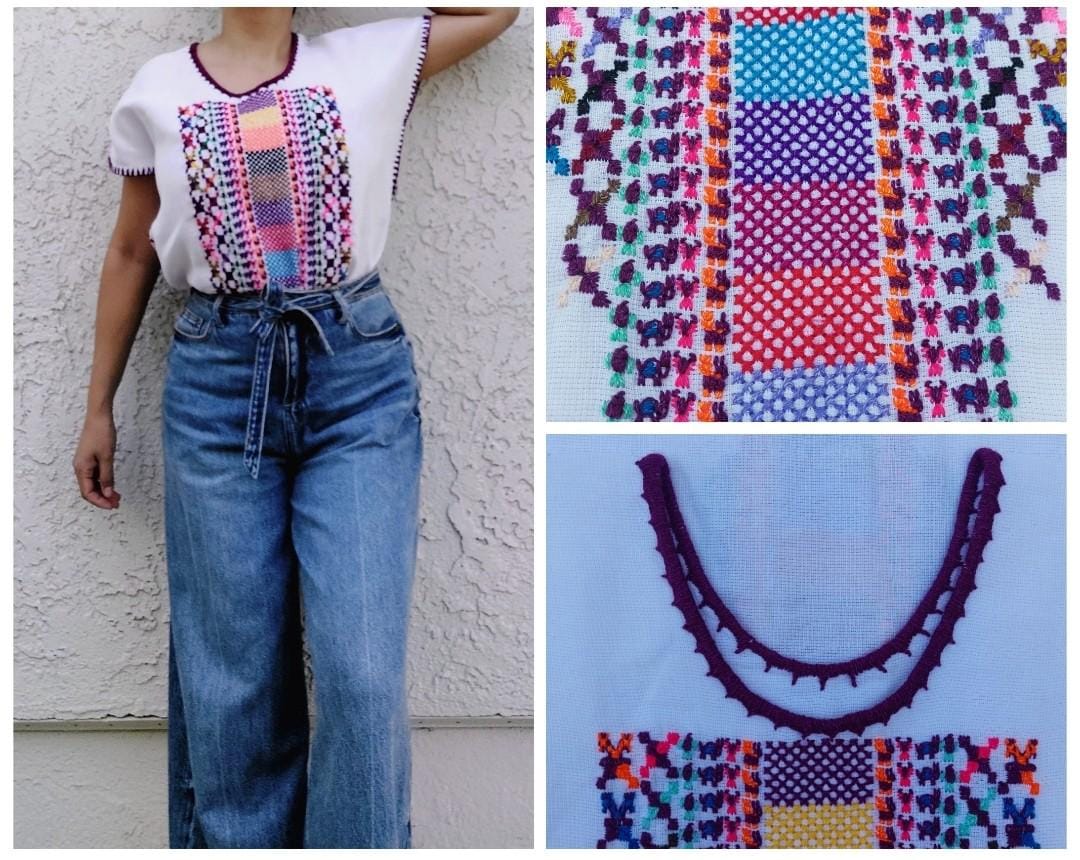 Oaxacan Embroidery blouse, Handmade- Artisian - Amuzgo.   S/M