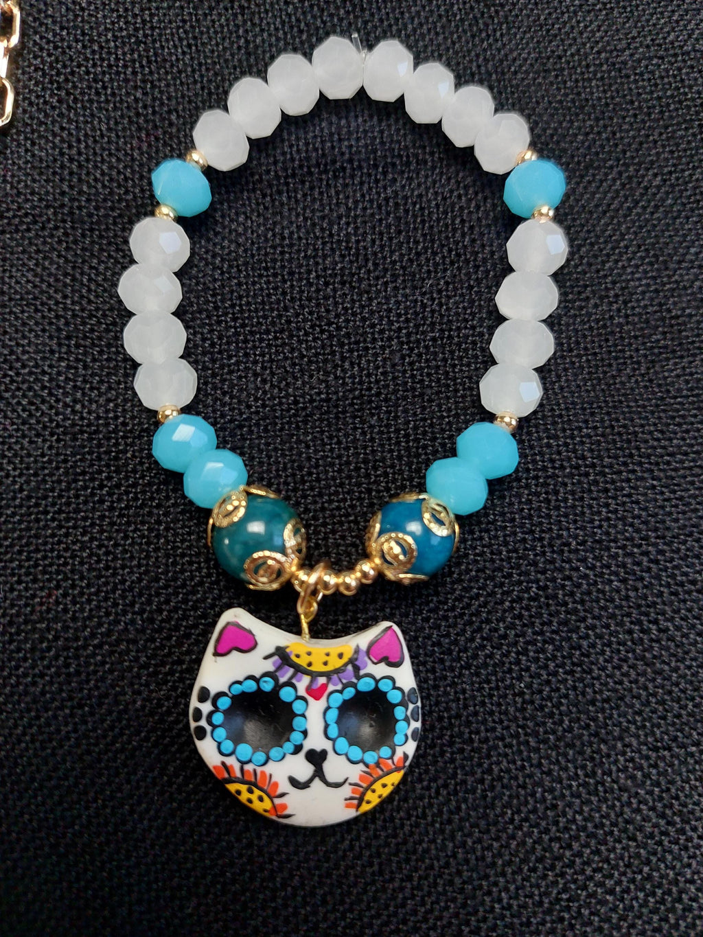 Handmade Cold Porcelain Earrings, Mexican Día de Muertos, Day of the Dead, Sugar skull.