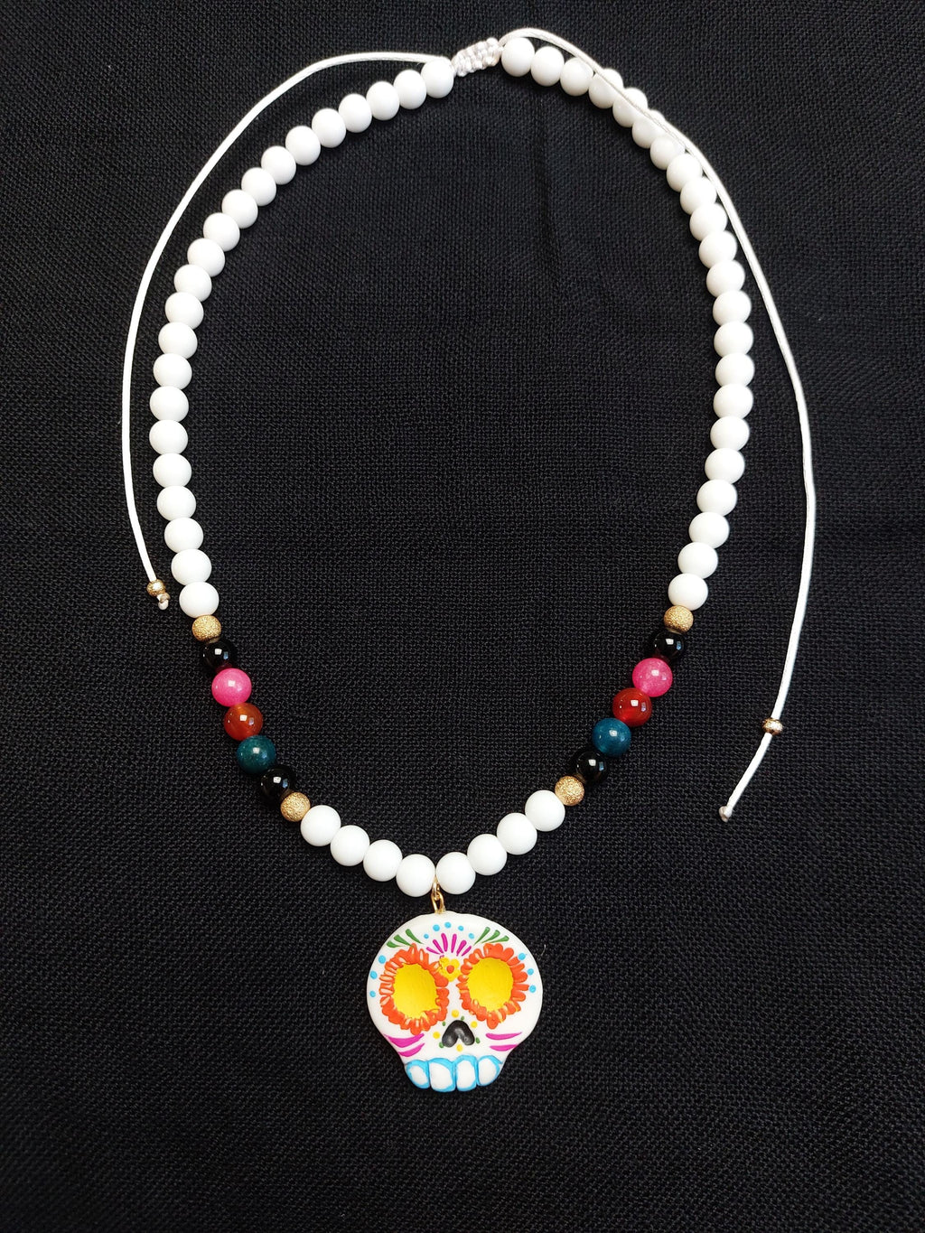 Handmade Cold Porcelain Earrings, necklace, bracelet, Mexican Día de Muertos, Day of the Dead, Sugar skull.