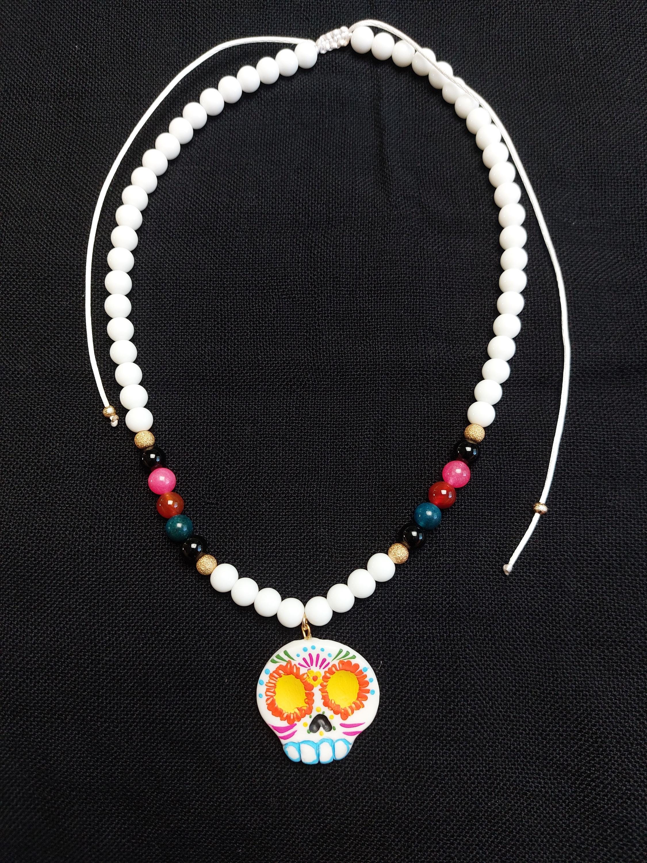 Handmade Cold Porcelain Earrings, necklace, bracelet, Mexican Día de Muertos, Day of the Dead, Sugar skull.