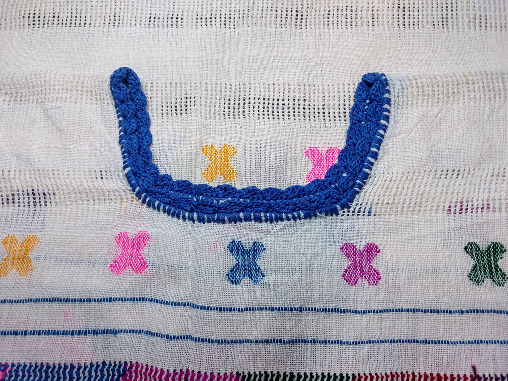 Backstrap loom Huipil, Amuzgo Huipil, Mexican Embroidery dress, Oaxacan dress  Handcrafted dress, Summer-spring, Multi color, Cotton S/M