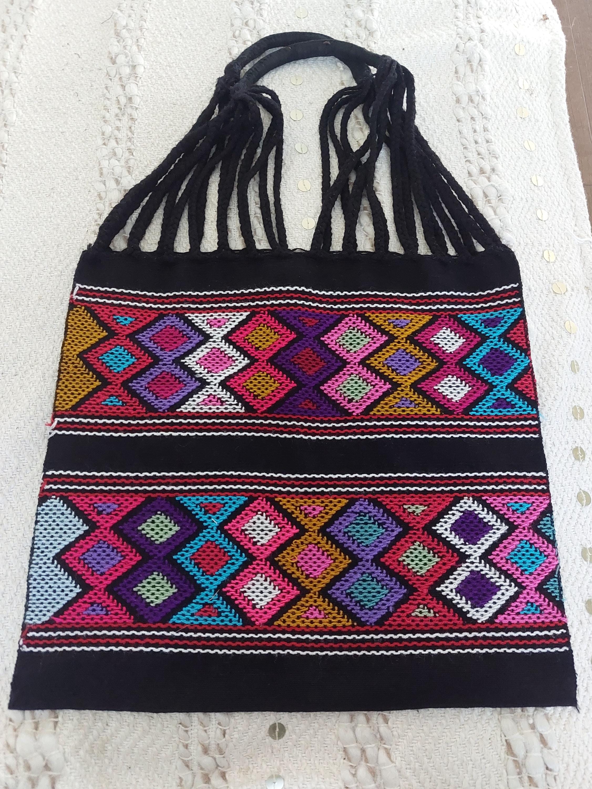 Backstrap loom cotton bag, Chiapas bags.