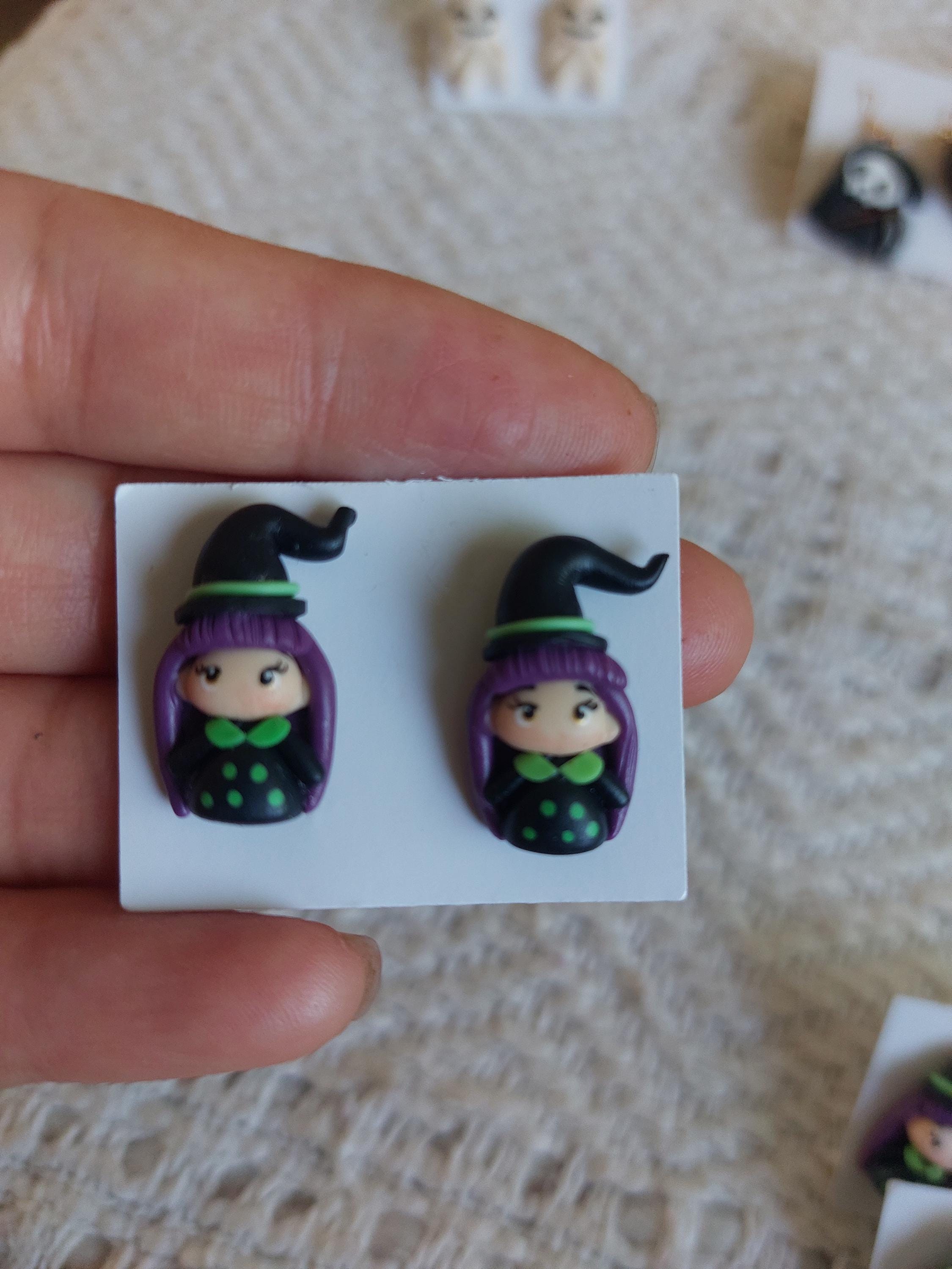 Handmade Cold Porcelain Earrings,  Halloween, Day of the Dead,
