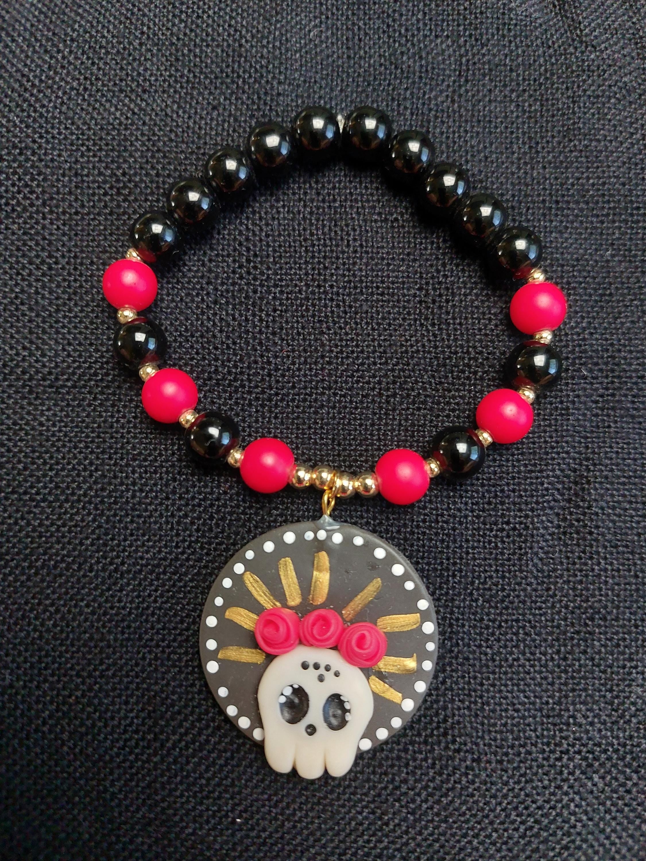 Handmade Cold Porcelain Earrings, Mexican Día de Muertos, Day of the Dead, Sugar skull.