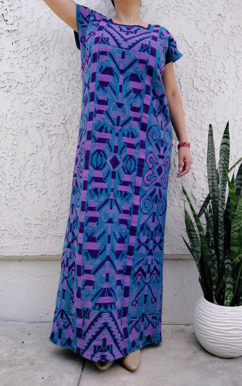 Oaxacan dress,  handmade dress, Embroidery dress, Artisian Mexican Long dress. S/M