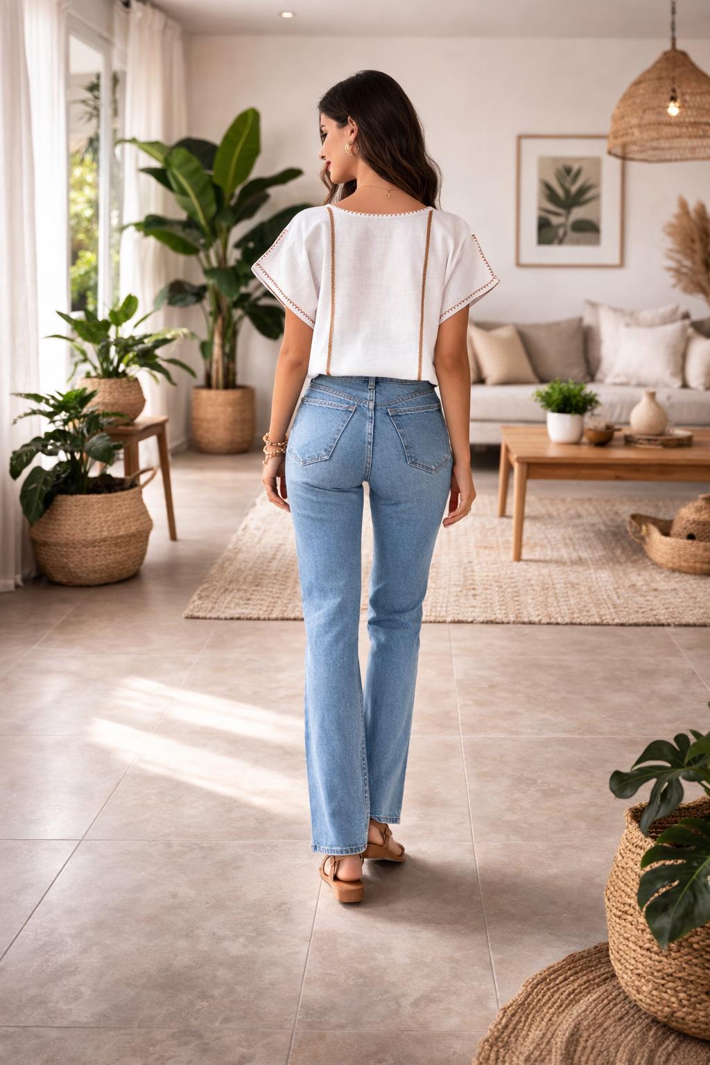Handmade embroidered blouse,    S-L