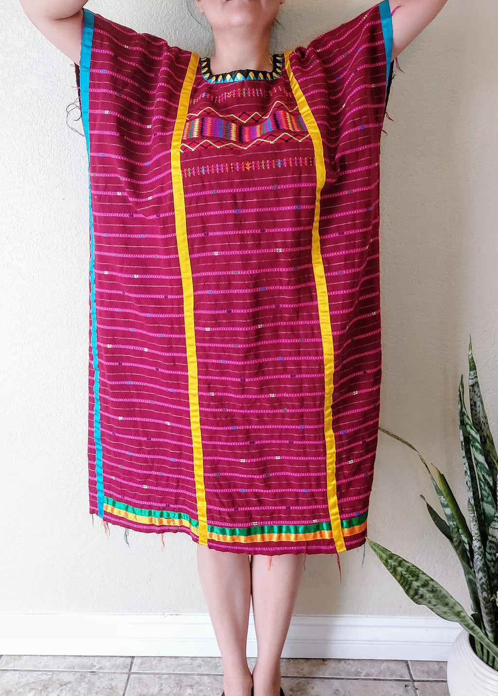 Triqui Handicrafted dress, Oaxacan Handmade Huipil, Embroidery Mexican dress,     O/S