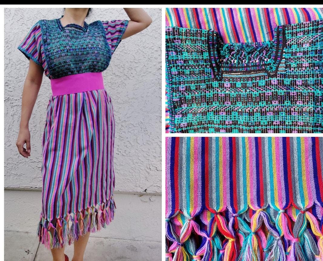 San Juan Cancuc Chiapas huipil, Backstrap loom huipil, Mexican Long dress. O/S