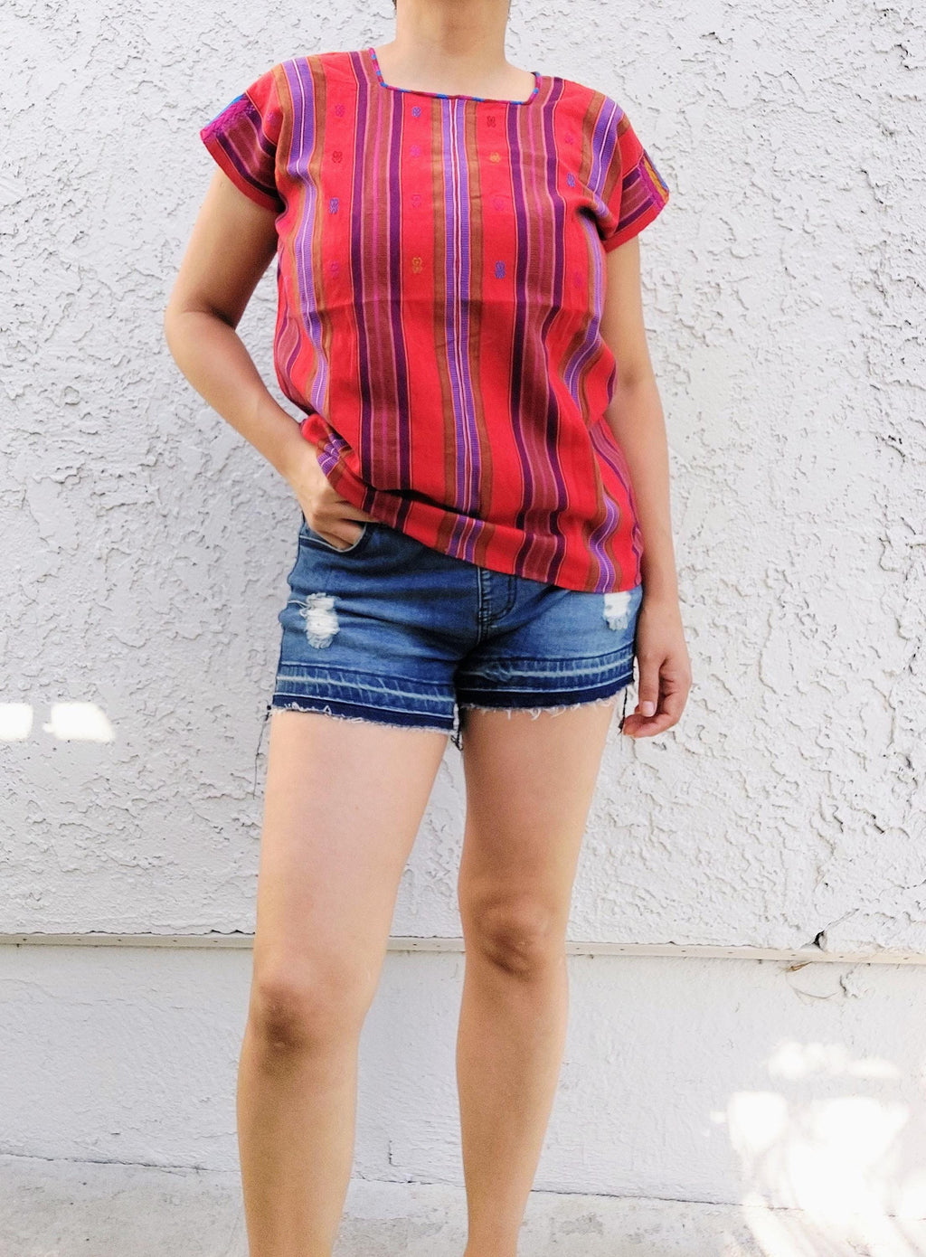 Backstrap loom Short Huipil,  Pantelhó Chiapas top, Handmade top, Mexican blouse Artisian, Ethnic  S/M.