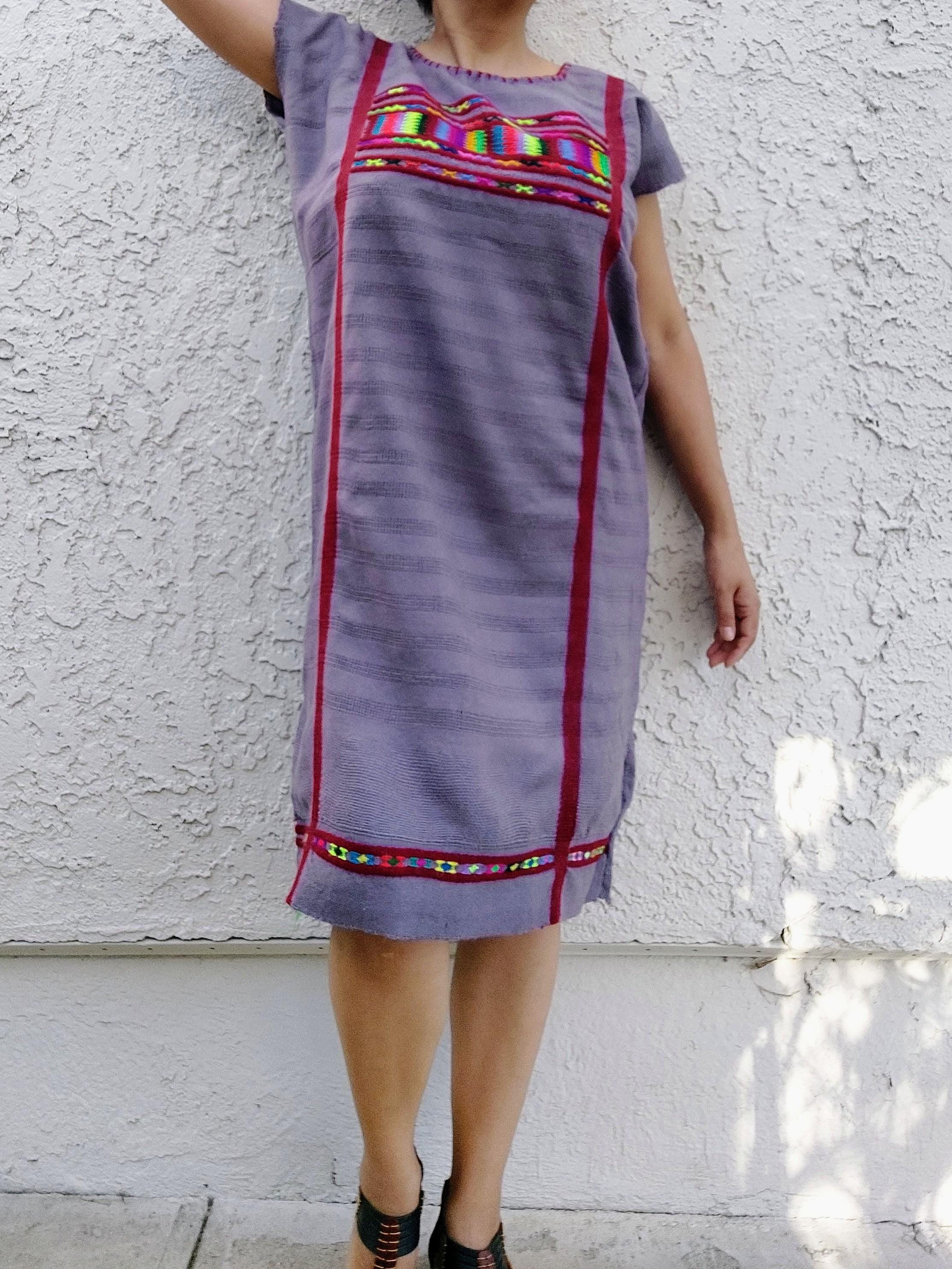 Backstrap loom Huipil, Triqui Oaxacan  dress, Mexican handmade dress, Handcrafted dress, Huipil, Embroidery dress, Cotton, Handmade. S/M