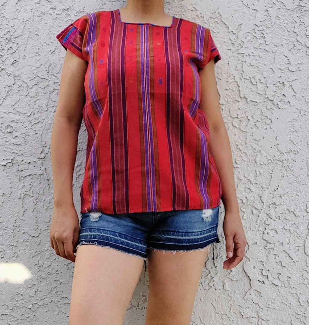 Backstrap loom Short Huipil,  Pantelhó Chiapas top, Handmade top, Mexican blouse Artisian, Ethnic  S/M.