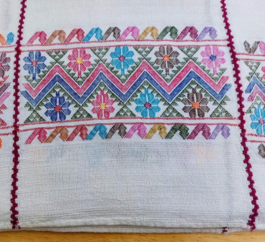 Backstrap loom Huipil, Embroidery Long Mexican dress, Amuzgos, Guerrero.  O/S