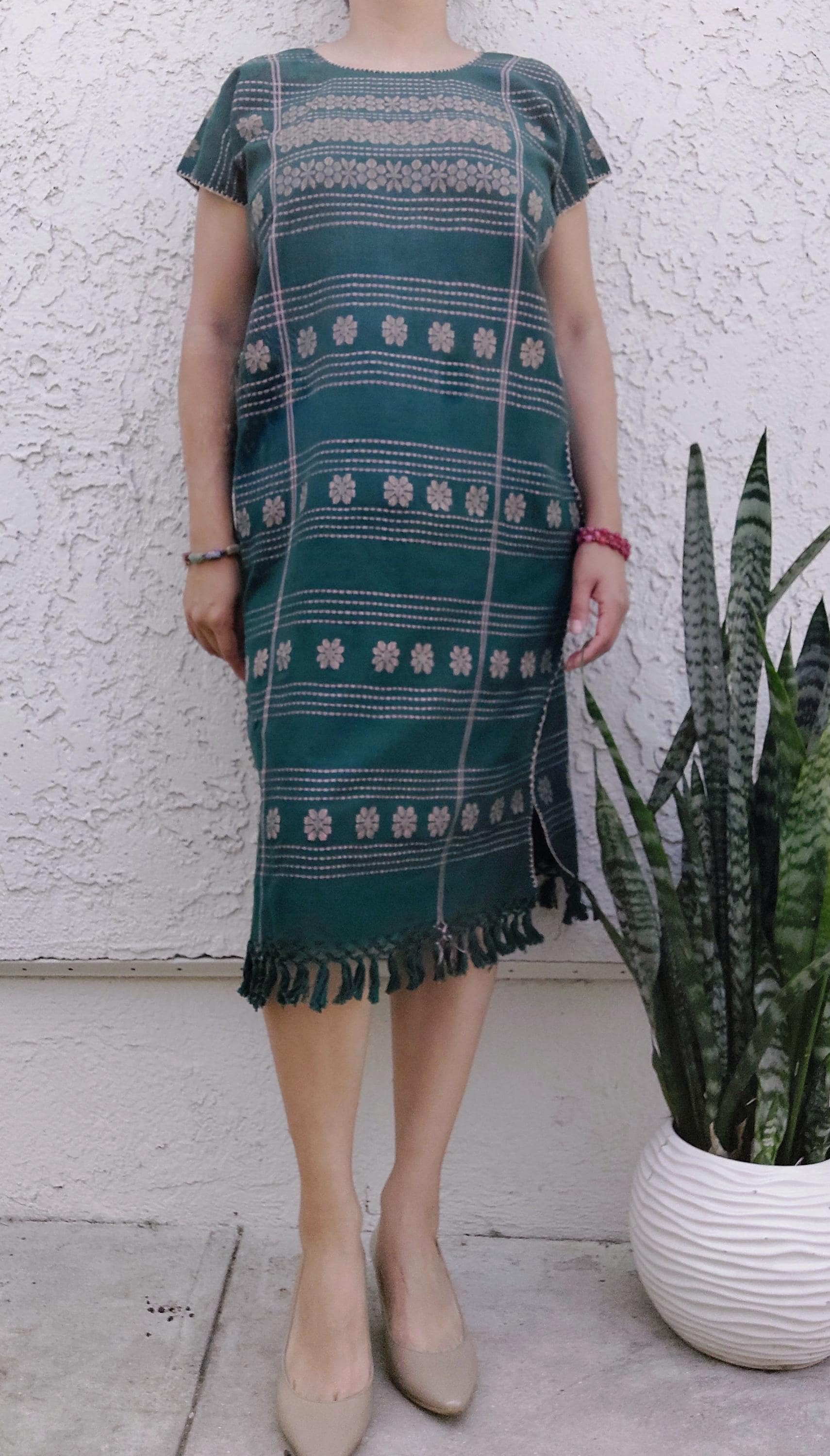 Handmade Huipil, Embroidery Mexican dress, Amuzgos, Long Huipil Guerrero. O/S