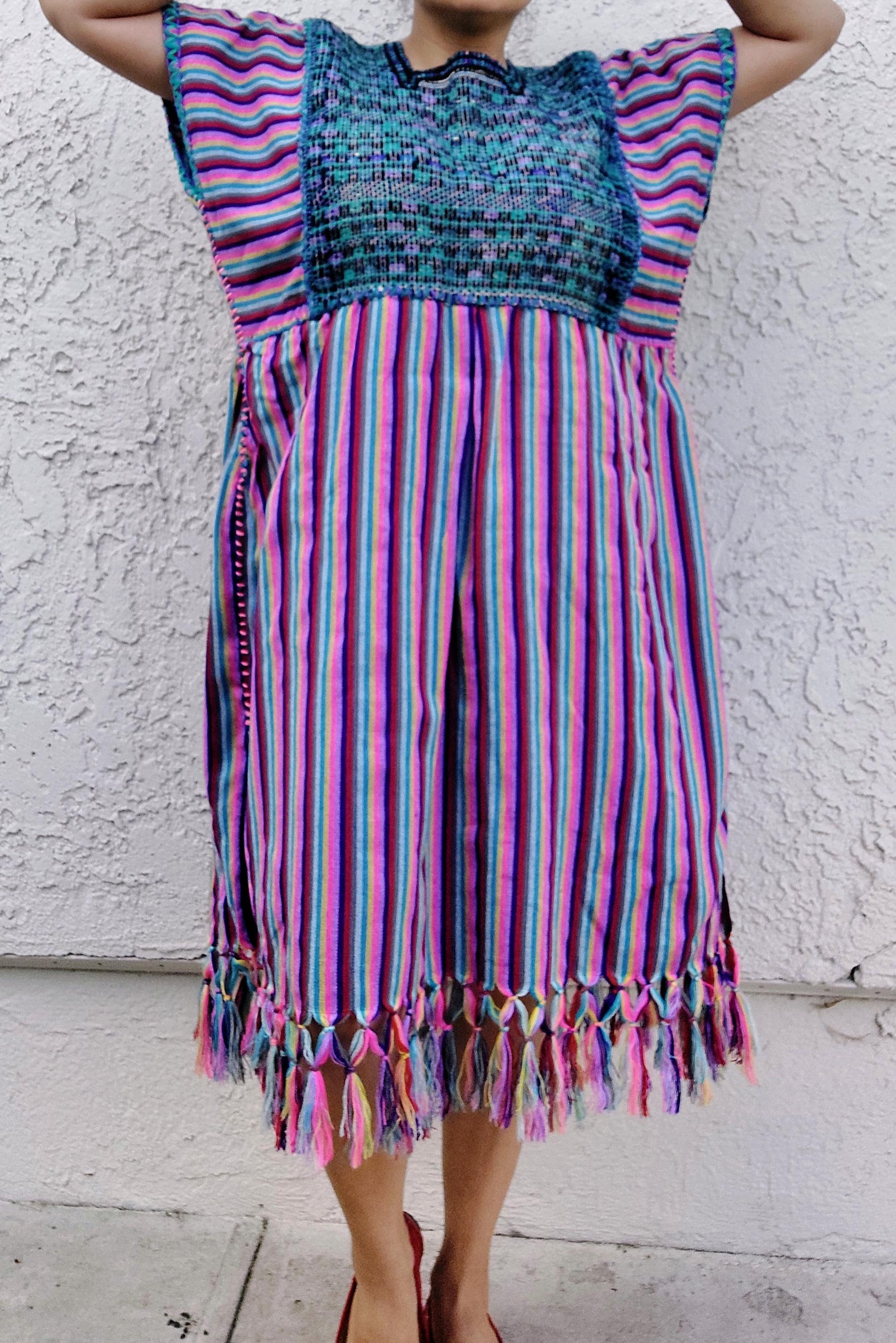 San Juan Cancuc Chiapas huipil, Backstrap loom huipil, Mexican Long dress. O/S