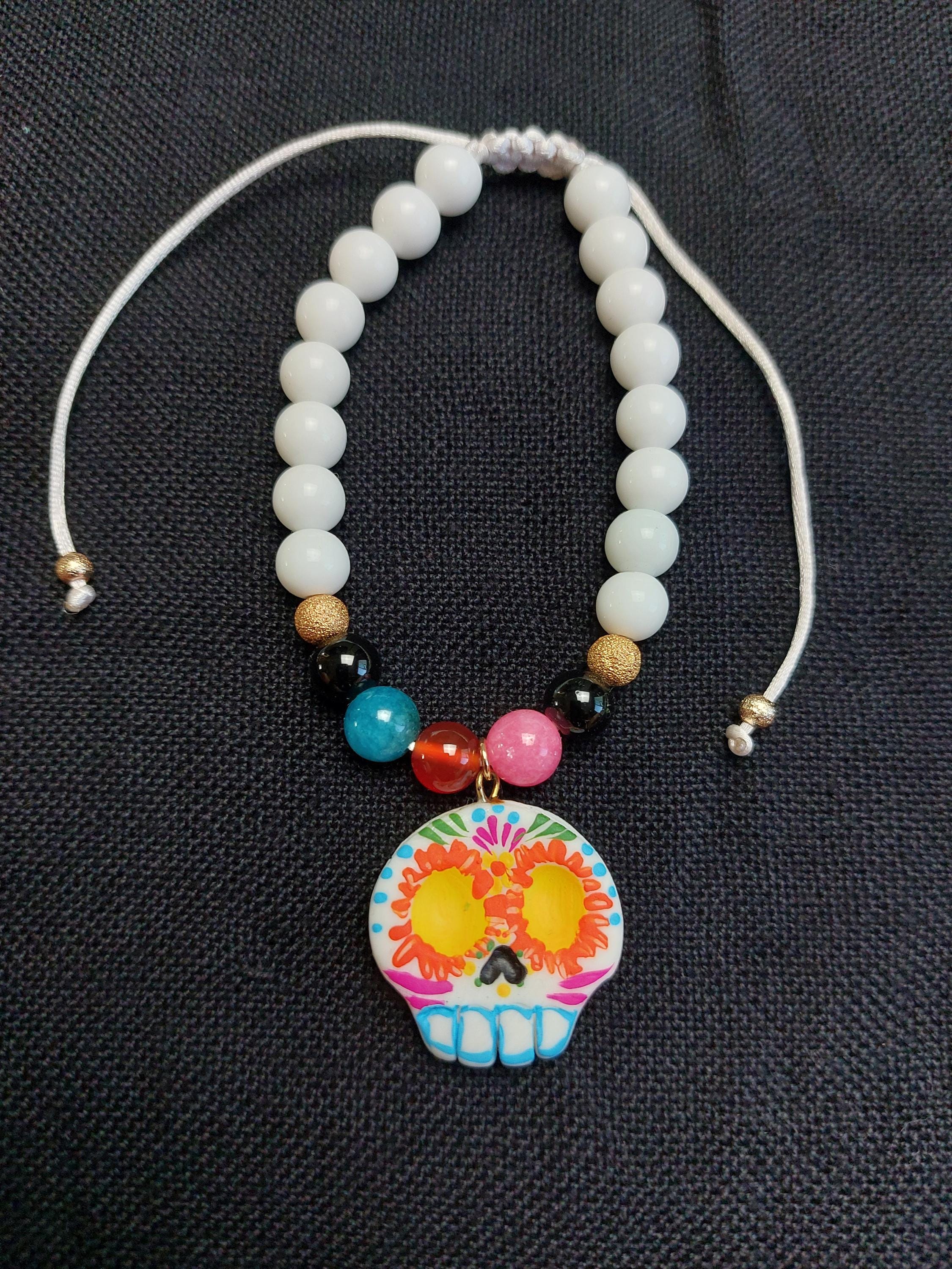Handmade Cold Porcelain Earrings, necklace, bracelet, Mexican Día de Muertos, Day of the Dead, Sugar skull.