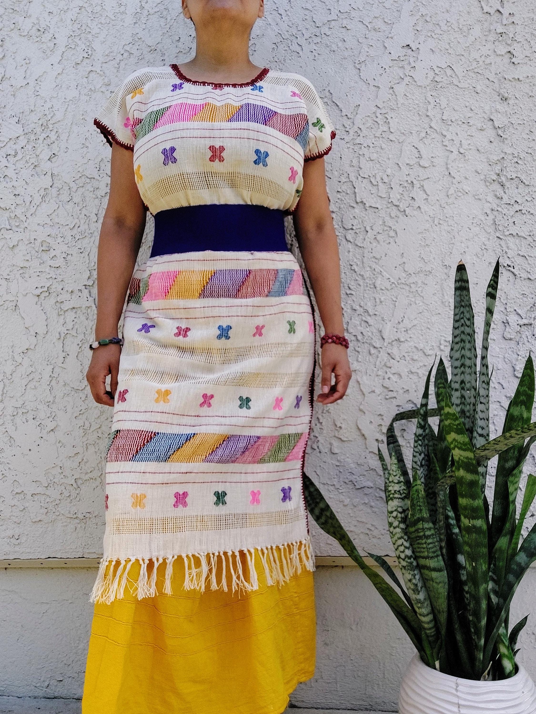 Backstrap loom Huipil, Amuzgo Huipil, Mexican Embroidery dress, Oaxacan Dress, Handcrafted - Handmade Artisian dress, Spring-Summer   S/M.