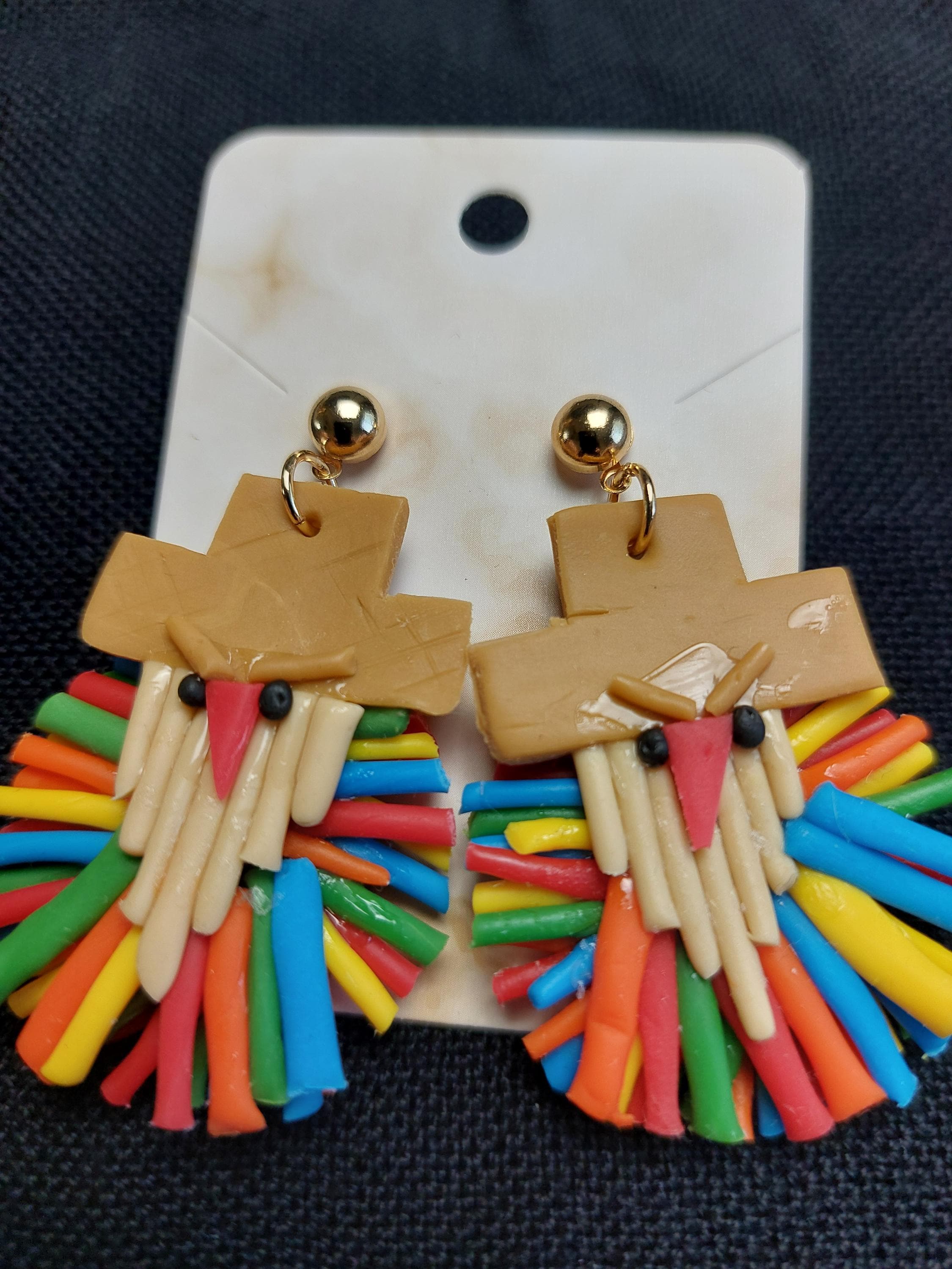 Handmade Cold Porcelain Earrings, Mexican Día de Muertos, Day of the Dead, Sugar skull.