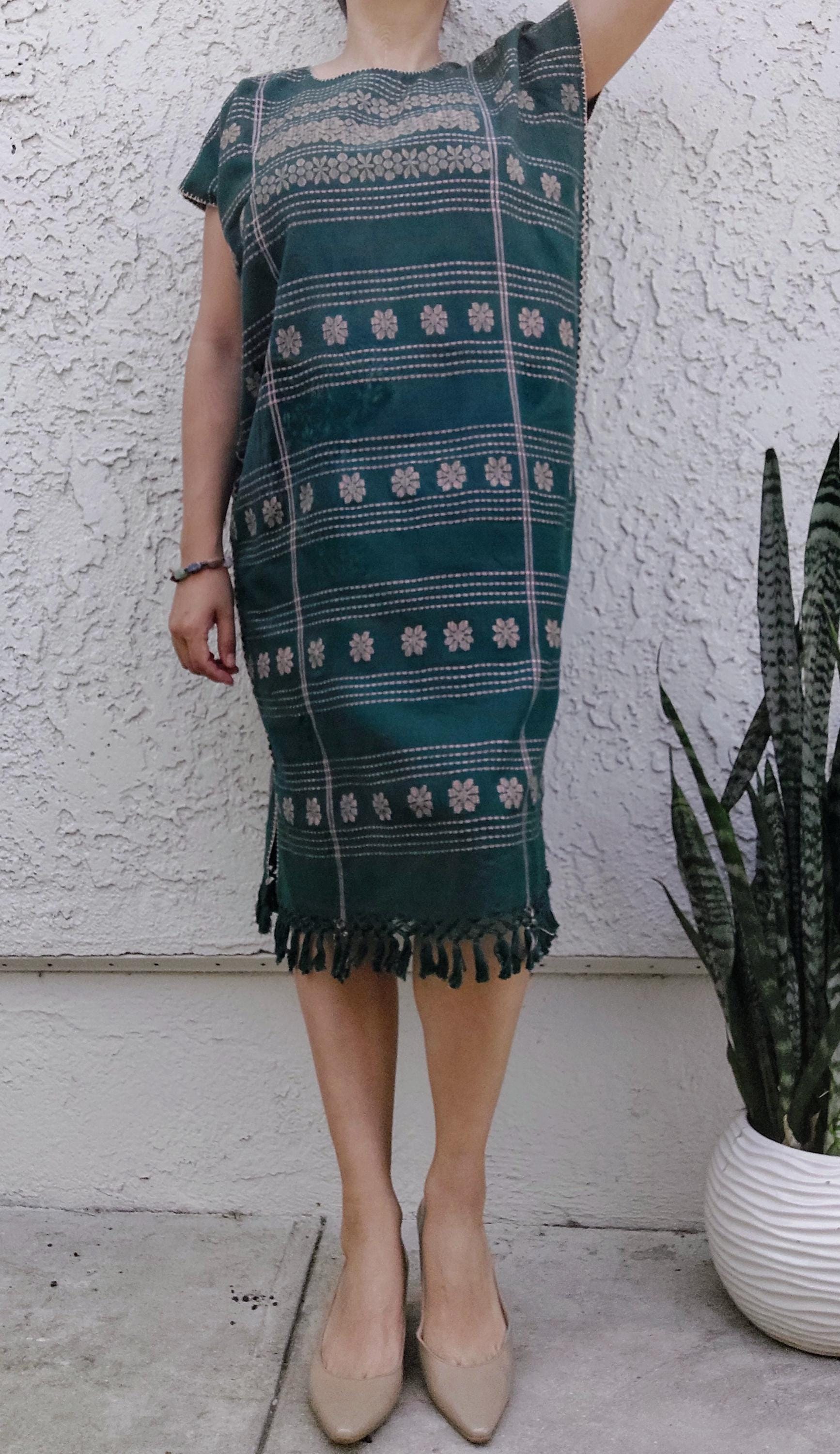 Handmade Huipil, Embroidery Mexican dress, Amuzgos, Long Huipil Guerrero. O/S