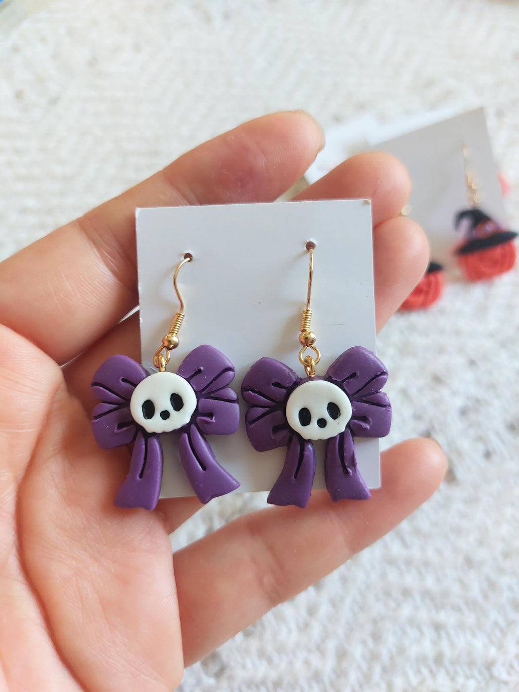 Handmade Cold Porcelain Earrings, Clay earrings,  Halloween, Day of the Dead,