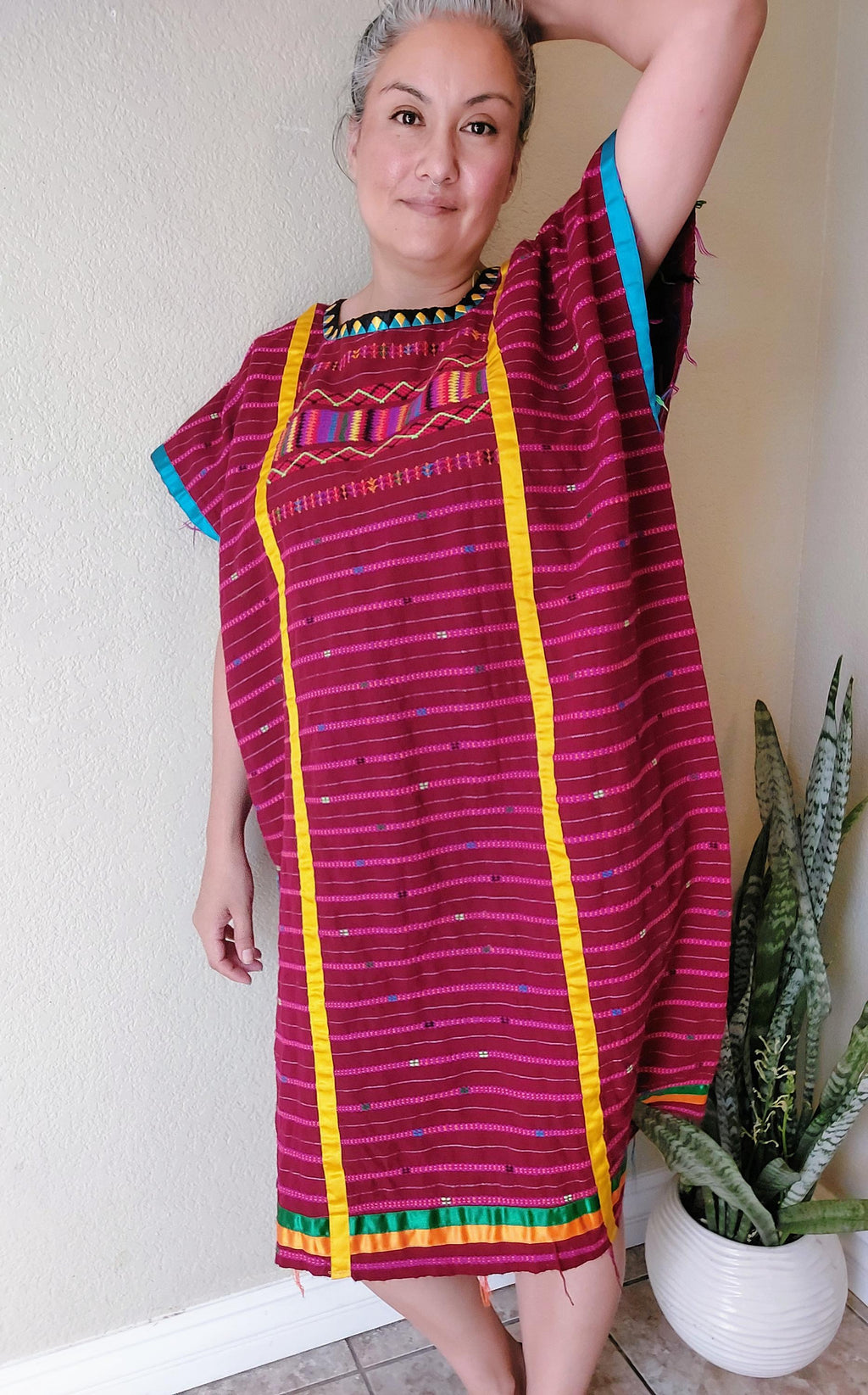 Triqui Handicrafted dress, Oaxacan Handmade Huipil, Embroidery Mexican dress,     O/S