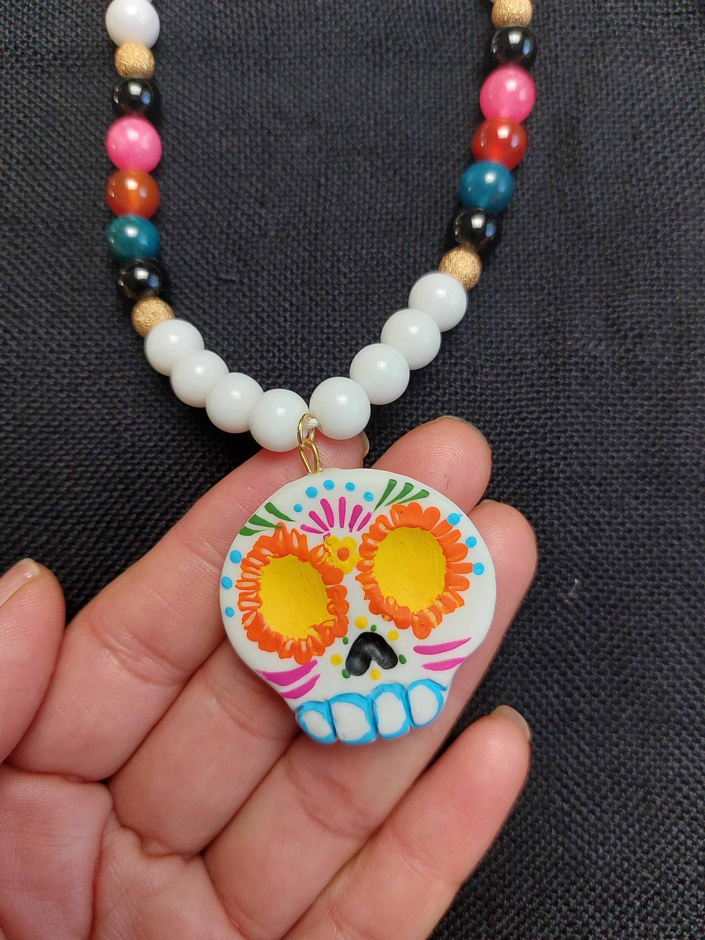 Handmade Cold Porcelain Earrings, necklace, bracelet, Mexican Día de Muertos, Day of the Dead, Sugar skull.