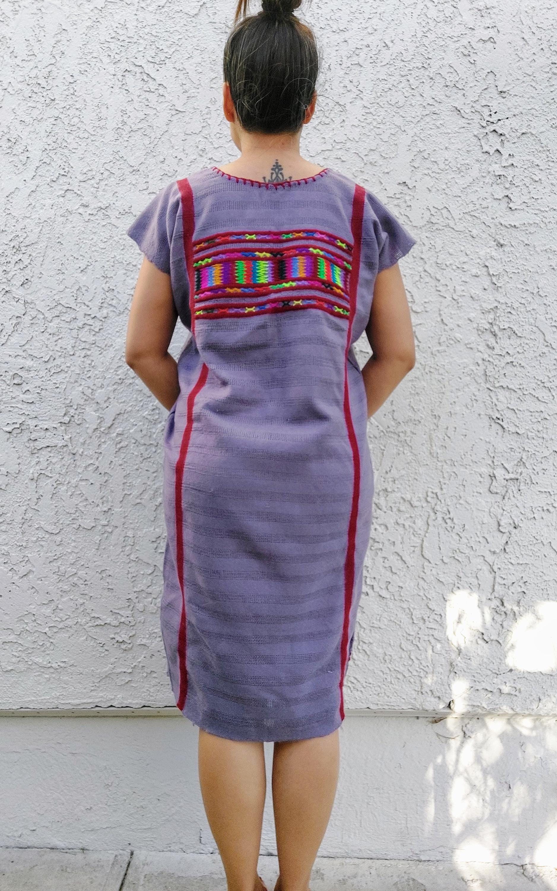 Backstrap loom Huipil, Triqui Oaxacan  dress, Mexican handmade dress, Handcrafted dress, Huipil, Embroidery dress, Cotton, Handmade. S/M