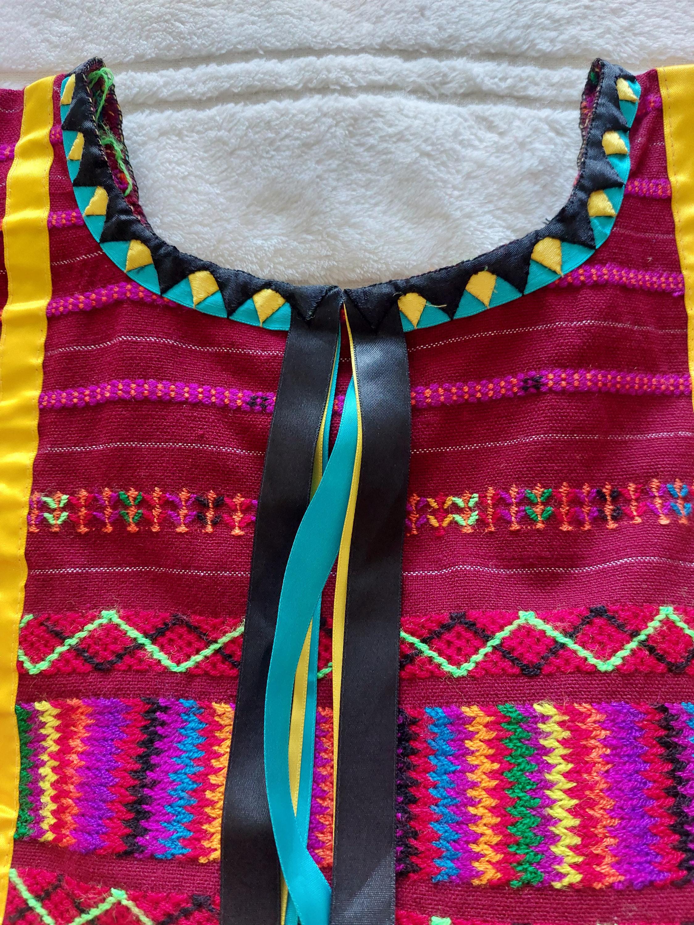 Triqui Handicrafted dress, Oaxacan Handmade Huipil, Embroidery Mexican dress,     O/S
