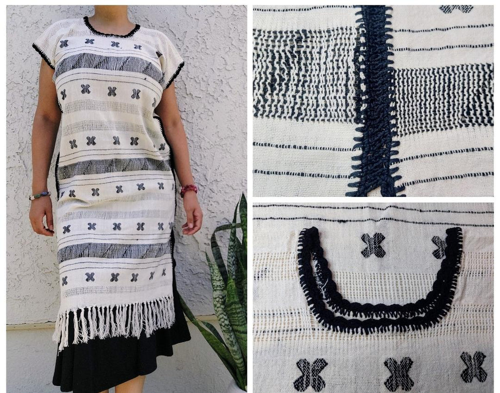 Backstrap loom Huipil, Amuzgo Huipil, Mexican Embroidery dress, Oaxacan Dress, Handcrafted - Handmade Artisian dress, Spring-Summer   S/M