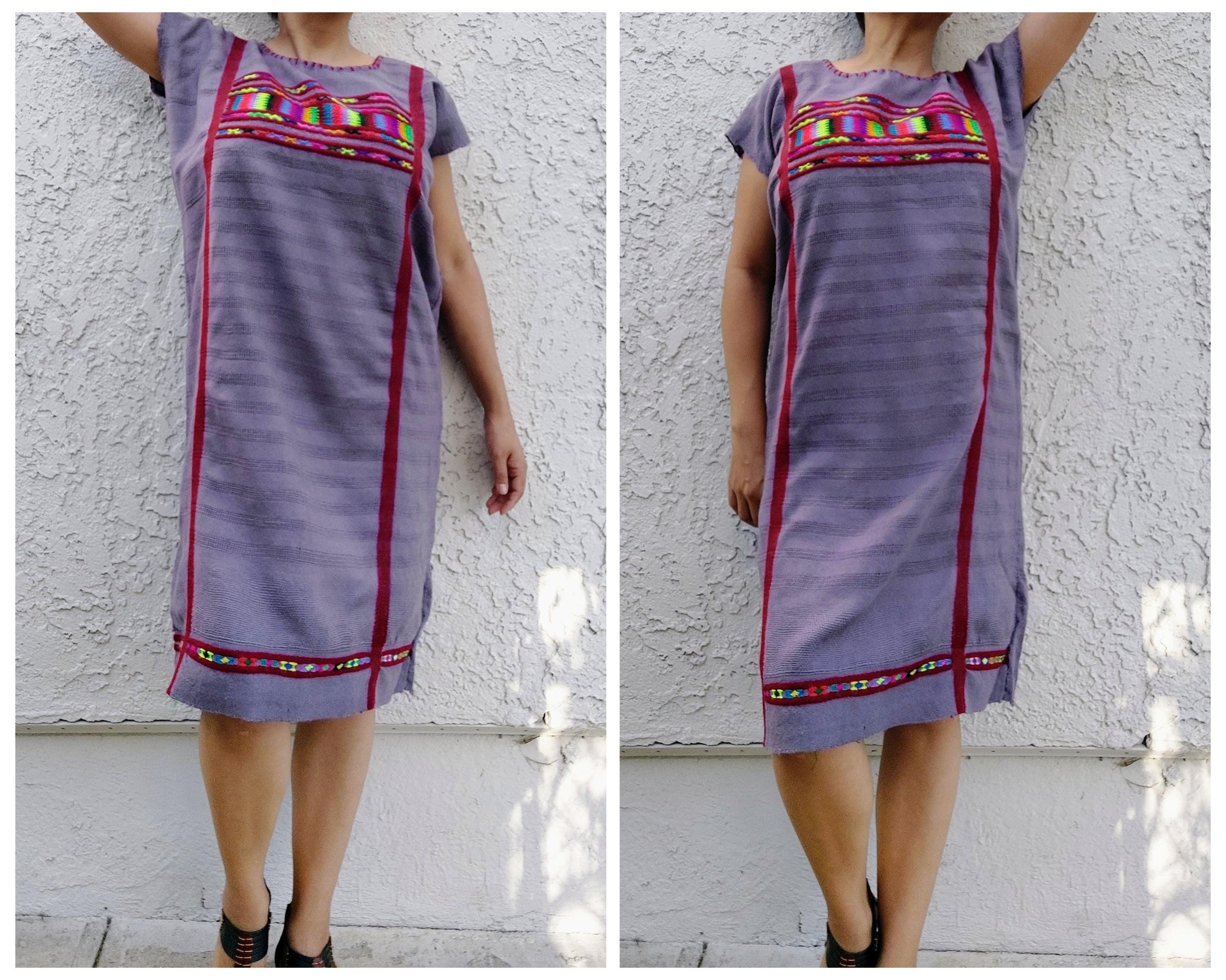 Backstrap loom Huipil, Triqui Oaxacan  dress, Mexican handmade dress, Handcrafted dress, Huipil, Embroidery dress, Cotton, Handmade. S/M