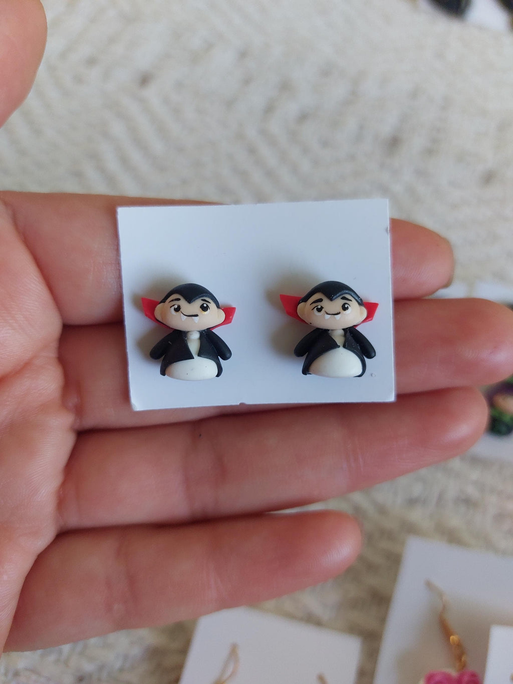 Handmade Cold Porcelain Earrings,  Halloween, Day of the Dead,