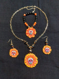 Handmade Cold Porcelain Earrings, Mexican Día de Muertos, Day of the Dead, Sugar skull, Cempasúchil