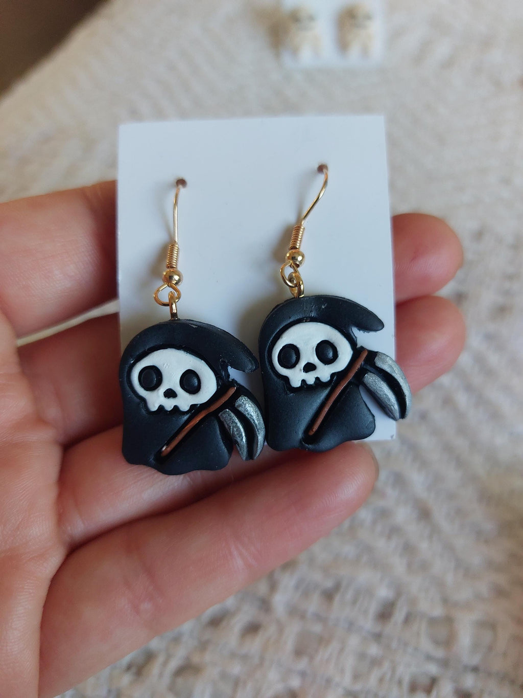 Handmade Cold Porcelain Earrings,  Halloween, Day of the Dead,