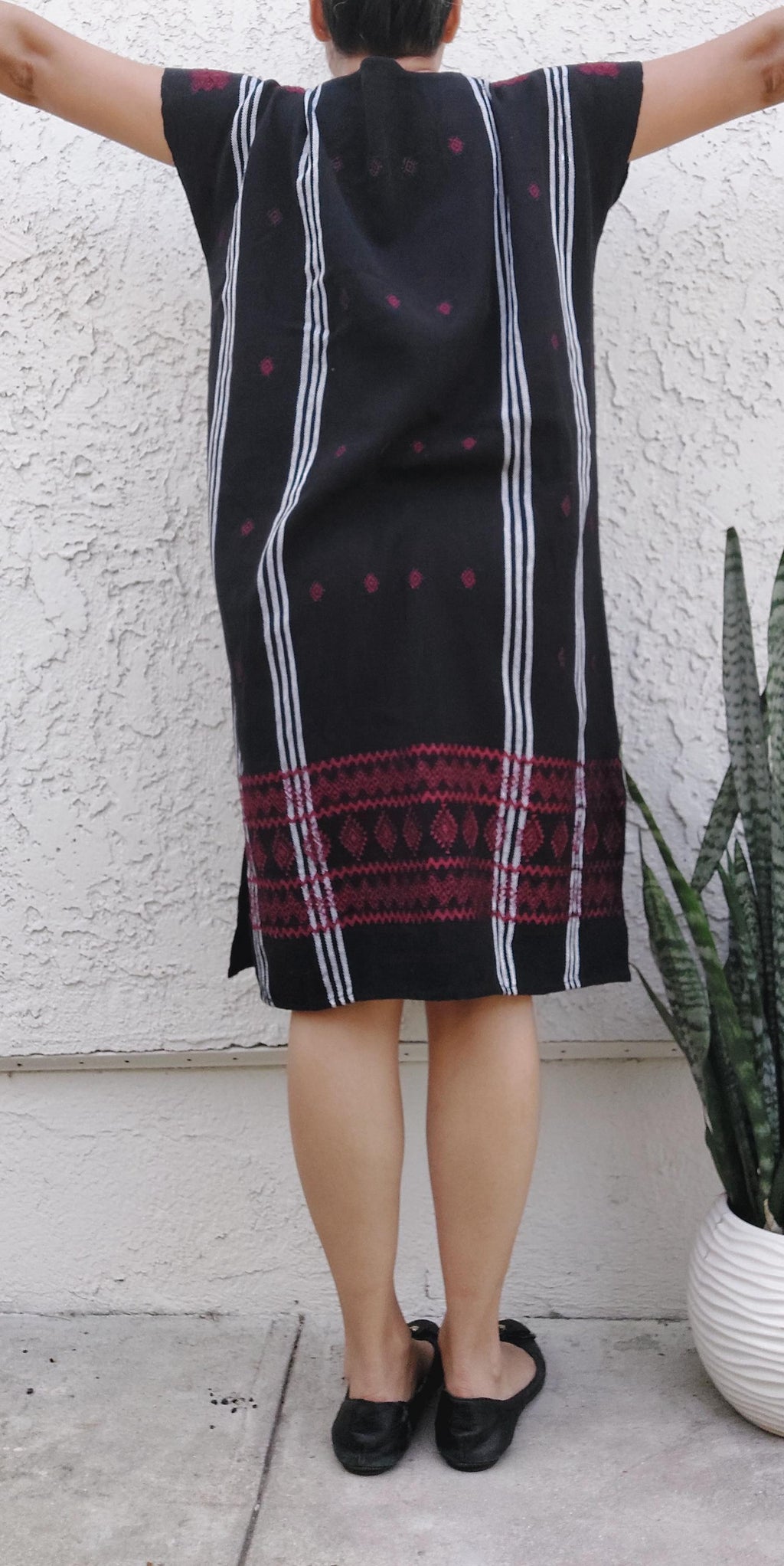 Backstrap loom Tzeltal Huipil, Handcrafted dress, Embroidery Mexican Cotton dress, Chiapas. O/S