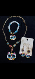 Handmade Cold Porcelain Earrings, Mexican Día de Muertos, Day of the Dead, Sugar skull.