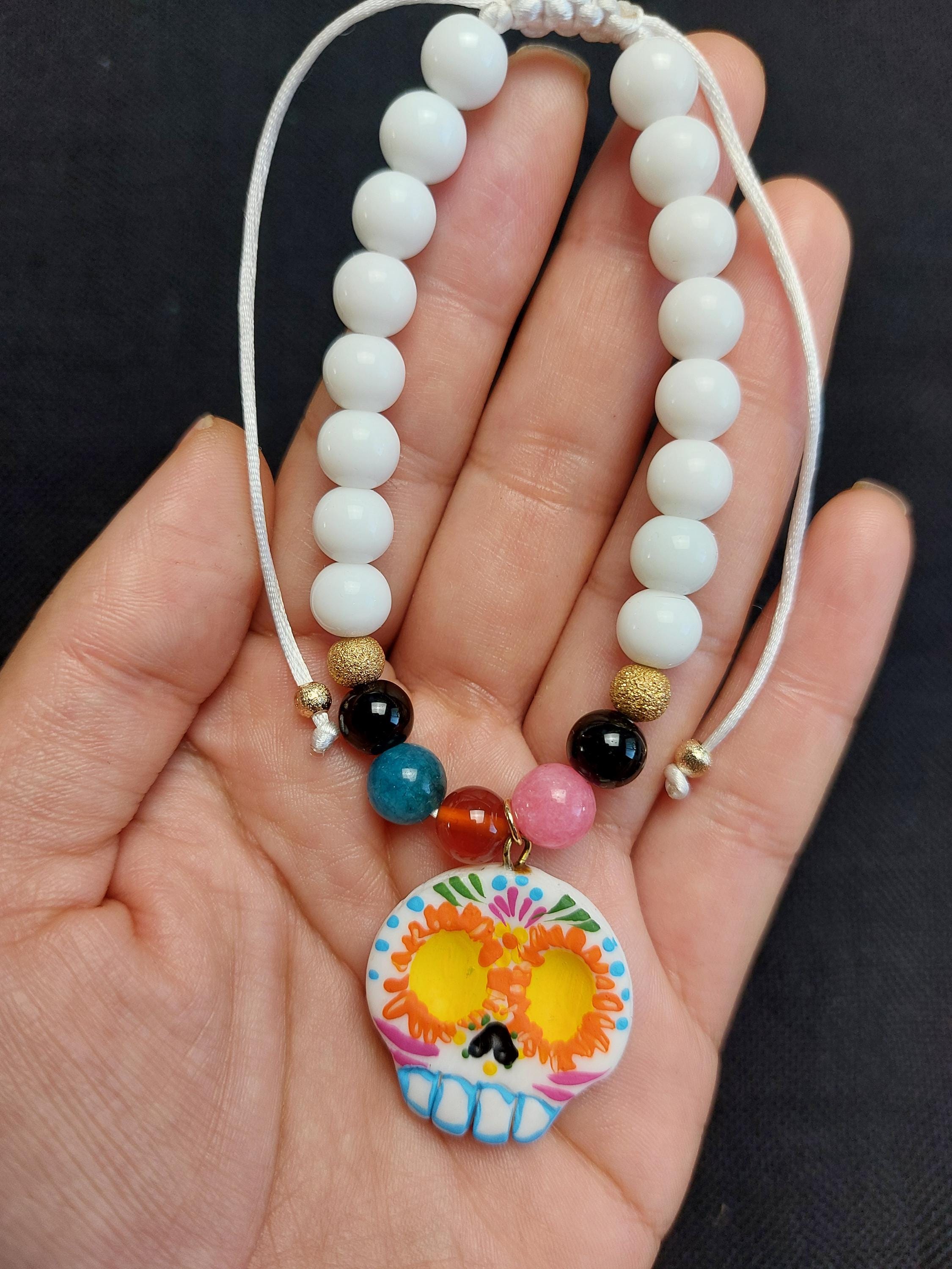 Handmade Cold Porcelain Earrings, necklace, bracelet, Mexican Día de Muertos, Day of the Dead, Sugar skull.