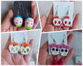 Handmade Cold Porcelain Earrings, Mexican Día de Muertos, Day of the Dead, Sugar skull.