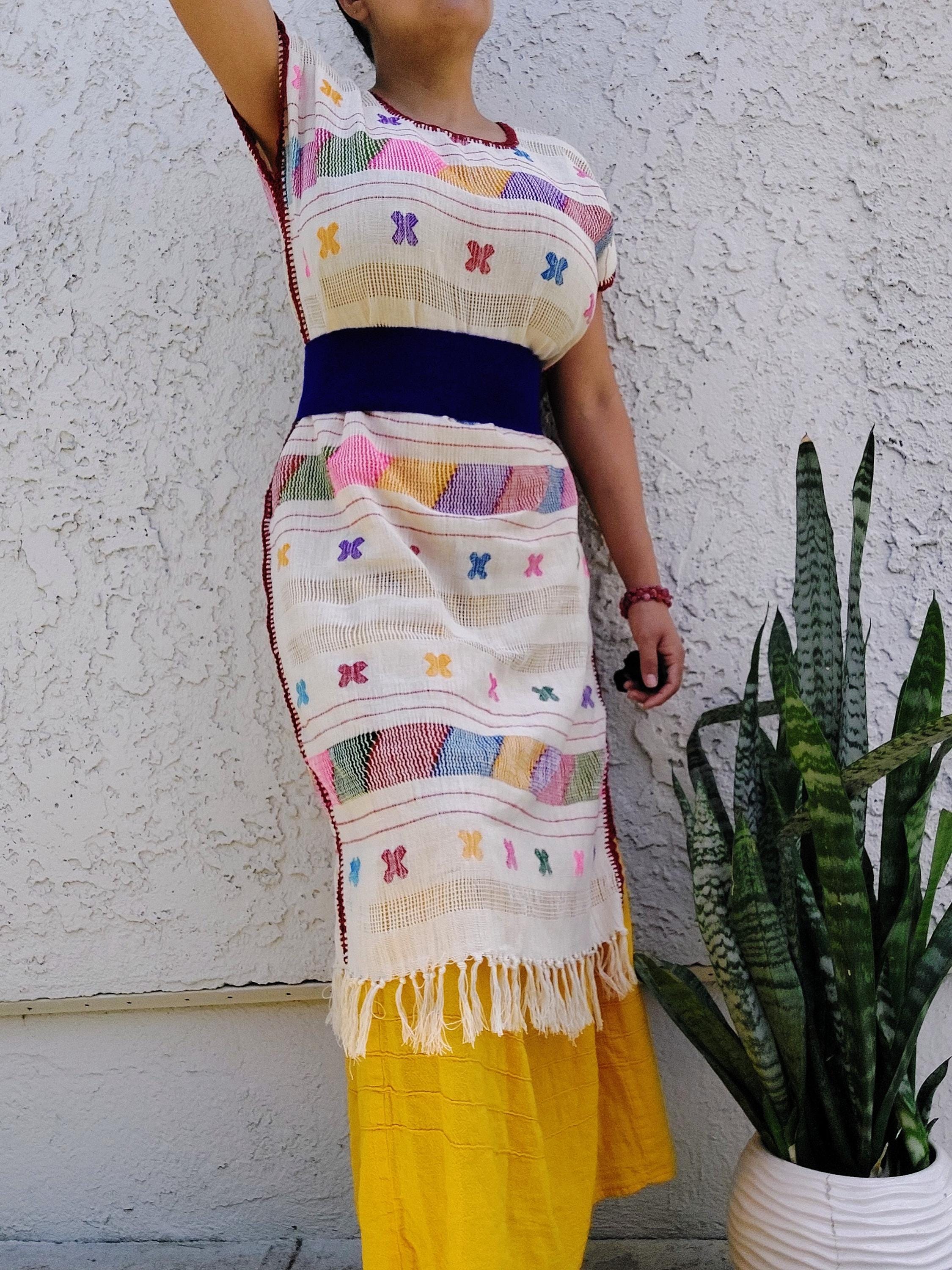 Backstrap loom Huipil, Amuzgo Huipil, Mexican Embroidery dress, Oaxacan Dress, Handcrafted - Handmade Artisian dress, Spring-Summer   S/M.