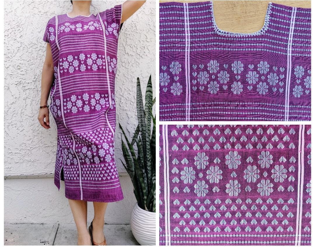 Handmade Huipil, Embroidery Mexican dress, Amuzgos, Guerrero. O/S