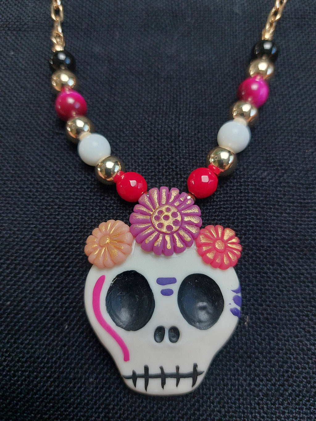 Handmade Cold Porcelain Earrings, Mexican Día de Muertos, Day of the Dead, Sugar skull.