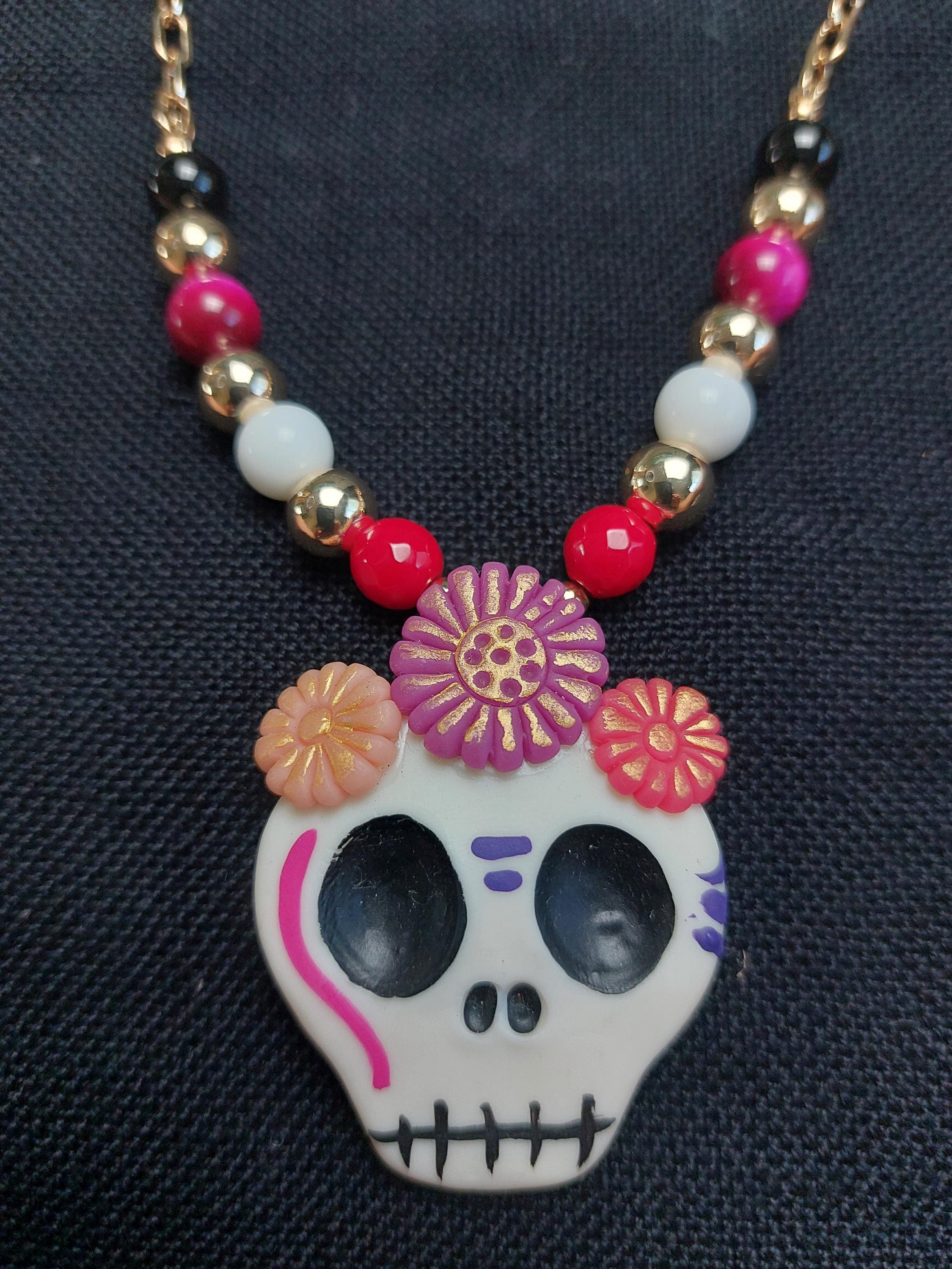 Handmade Cold Porcelain Earrings, Mexican Día de Muertos, Day of the Dead, Sugar skull.
