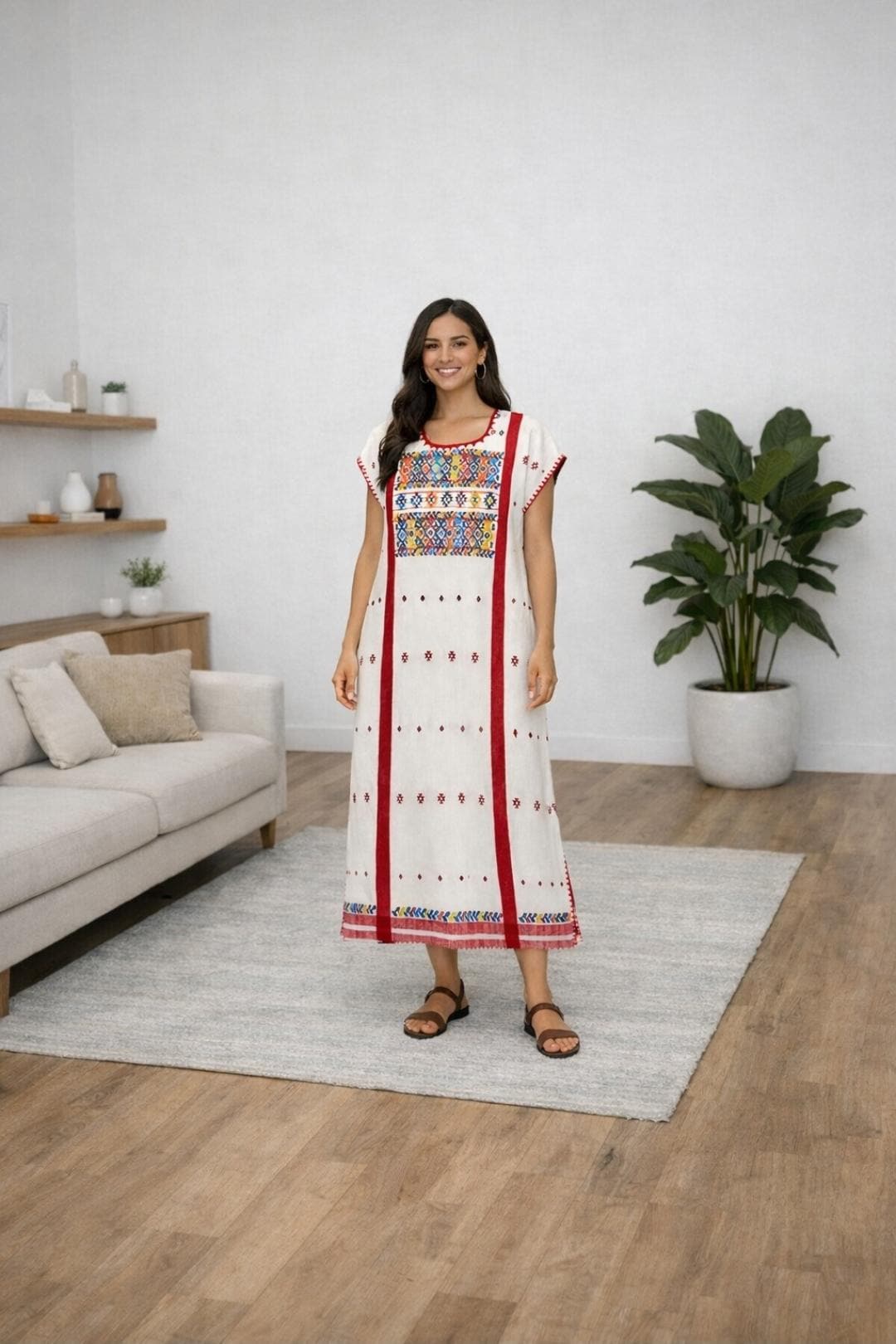 Mexican Tacuate Backstrap loom Huipil dress,   O/S